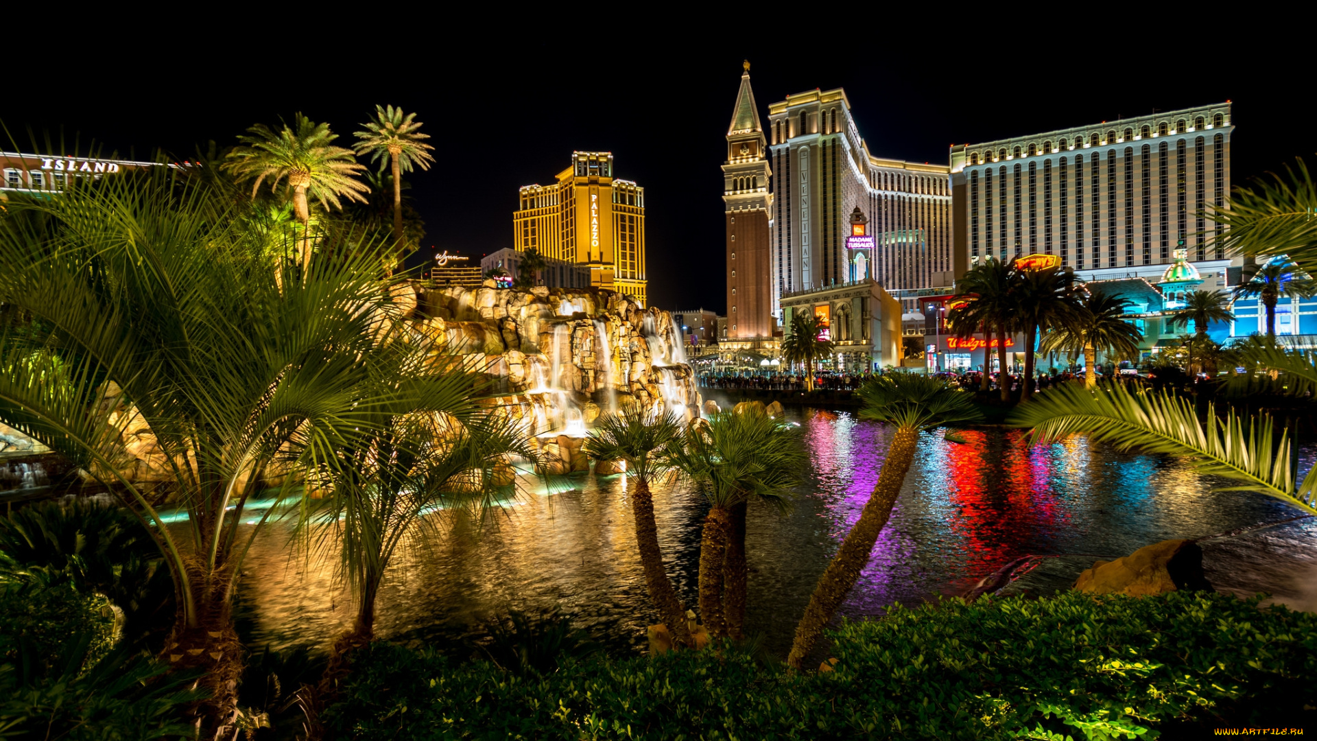 las, vegas, города, лас-вегас, , сша, казино, отели, парк, ночь