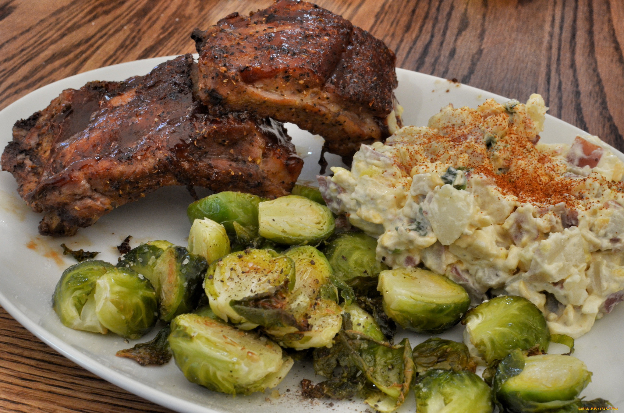 еда, вторые, блюда, ребрышки, гарнир