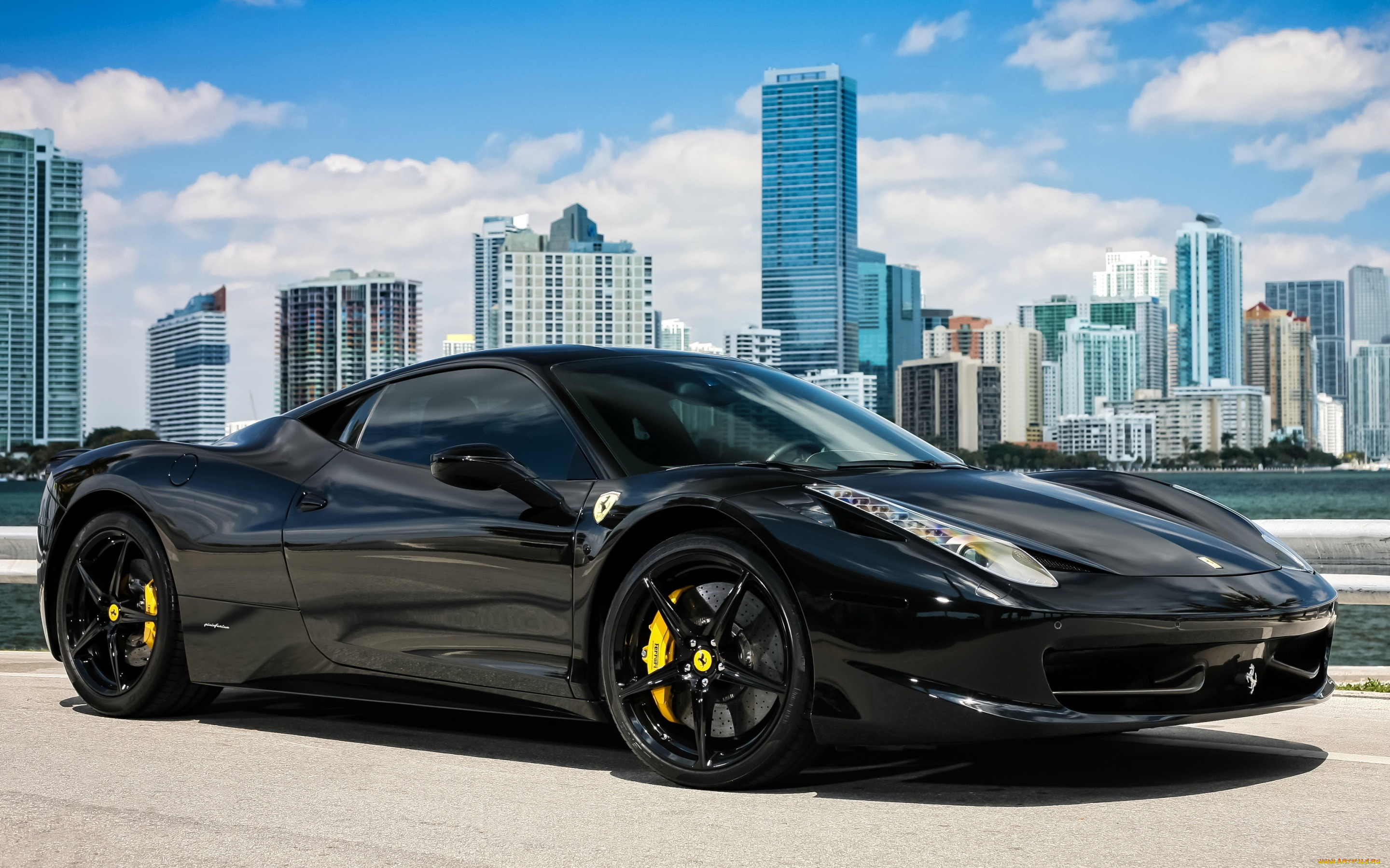 автомобили, ferrari, автомобиль, чёрный, город, black, italia, 458