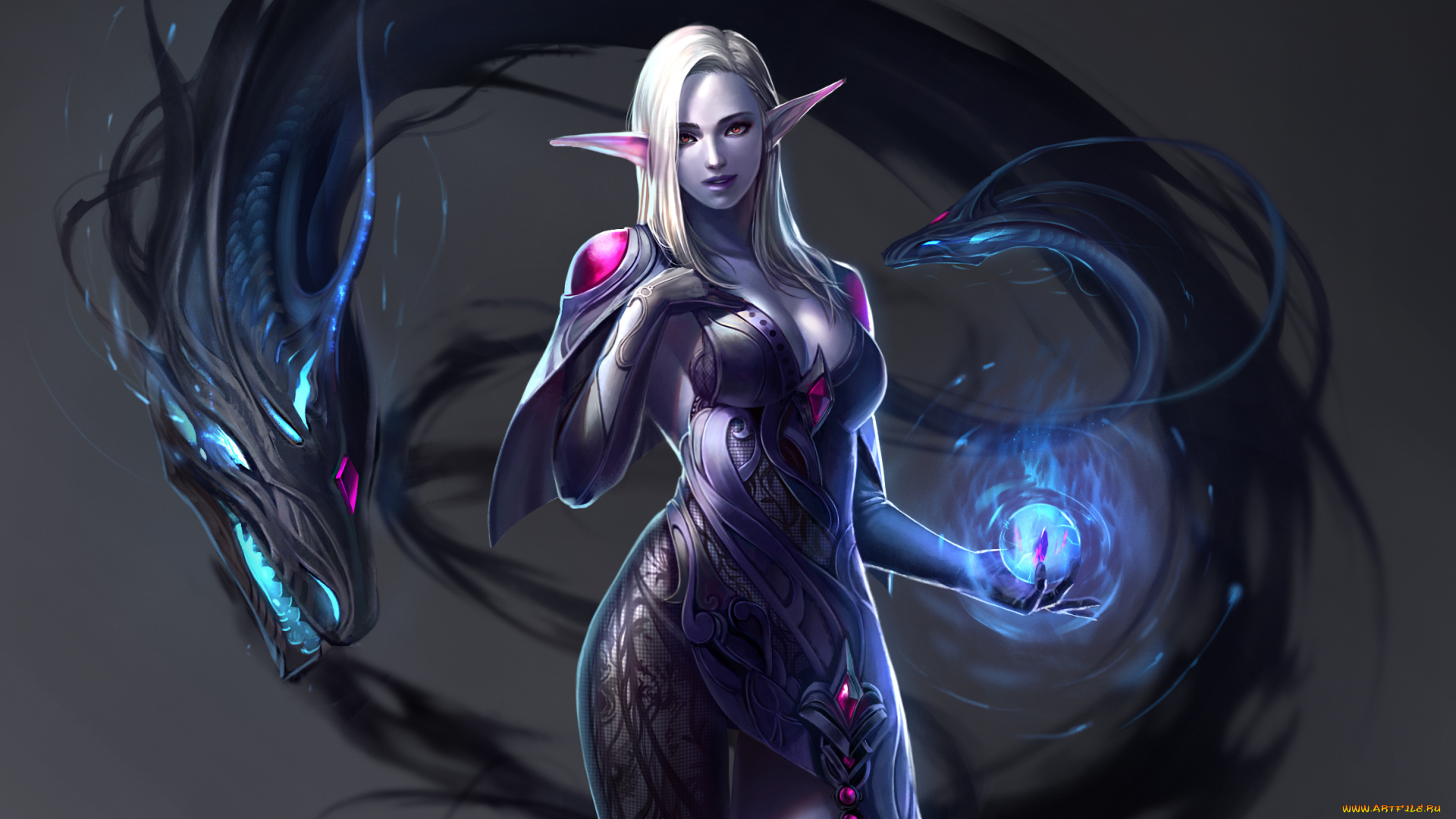 фэнтези, красавицы, и, чудовища, взгляд, эльфийка, арт, фэнтази, шар, магия, дракон, эротика, поза, ушки