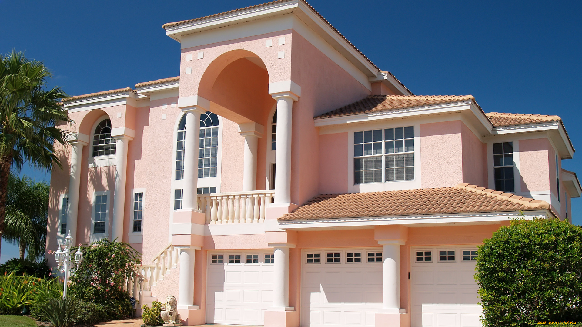 города, -, здания, , дома, вилла, розовый