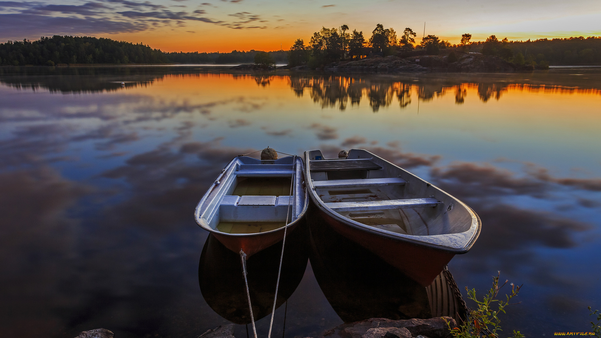 корабли, лодки, , шлюпки, лес, река