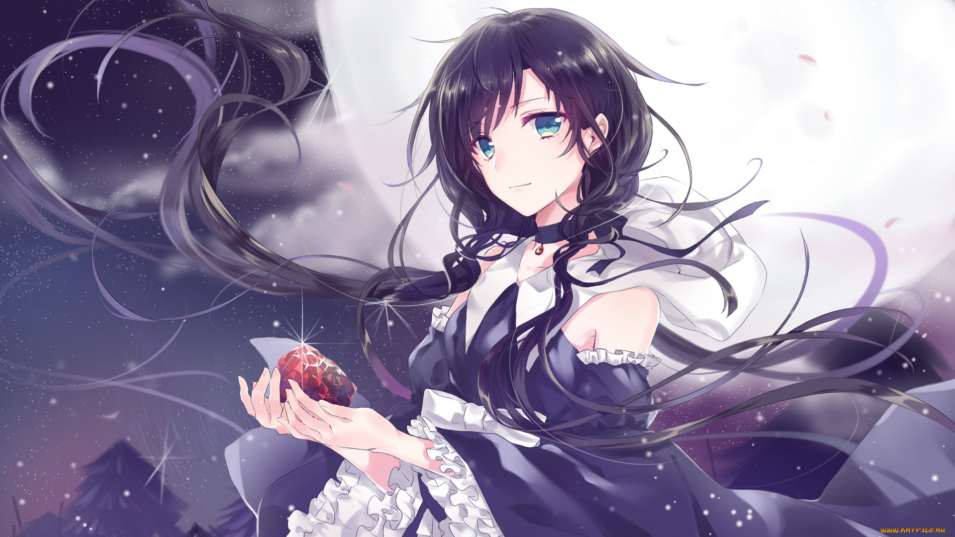 аниме, unknown, , другое, фон, взгляд, девушка