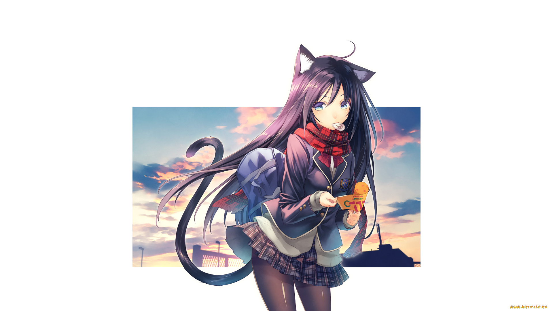 аниме, животные, , существа, фон, взгляд, девушка