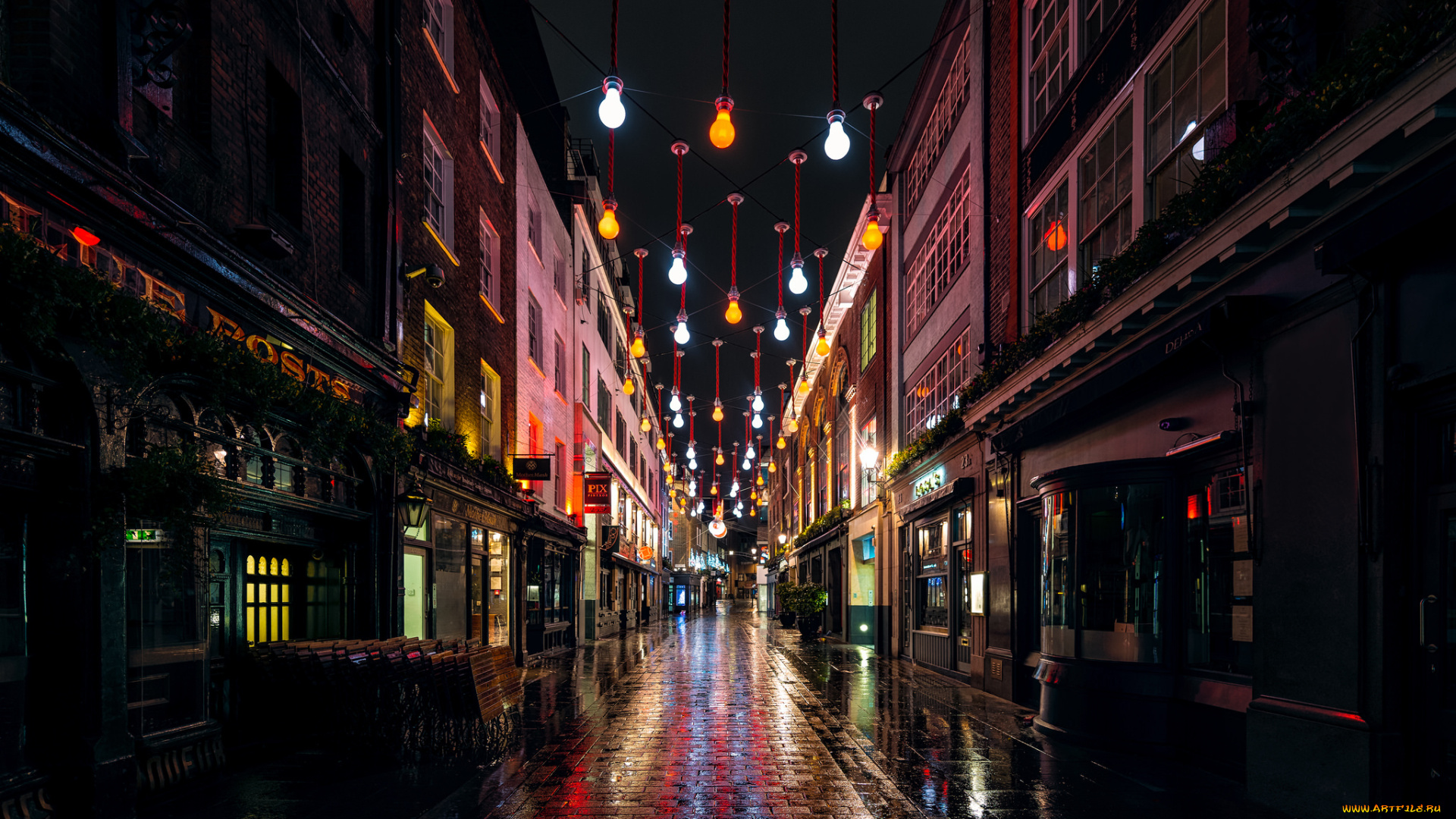 города, -, огни, ночного, города, ночь