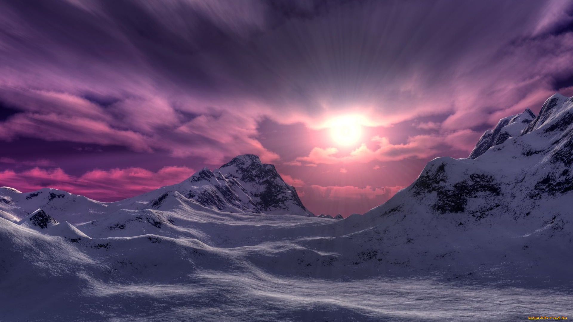 природа, горы, снег