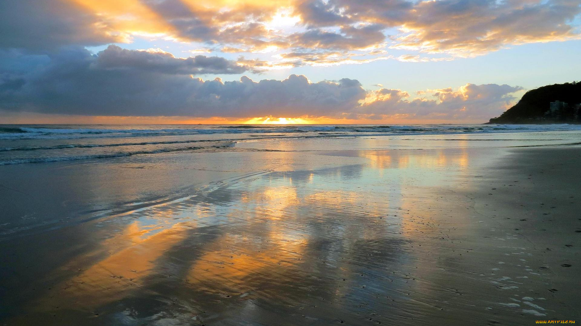 природа, восходы, закаты, вечер, пляж, море