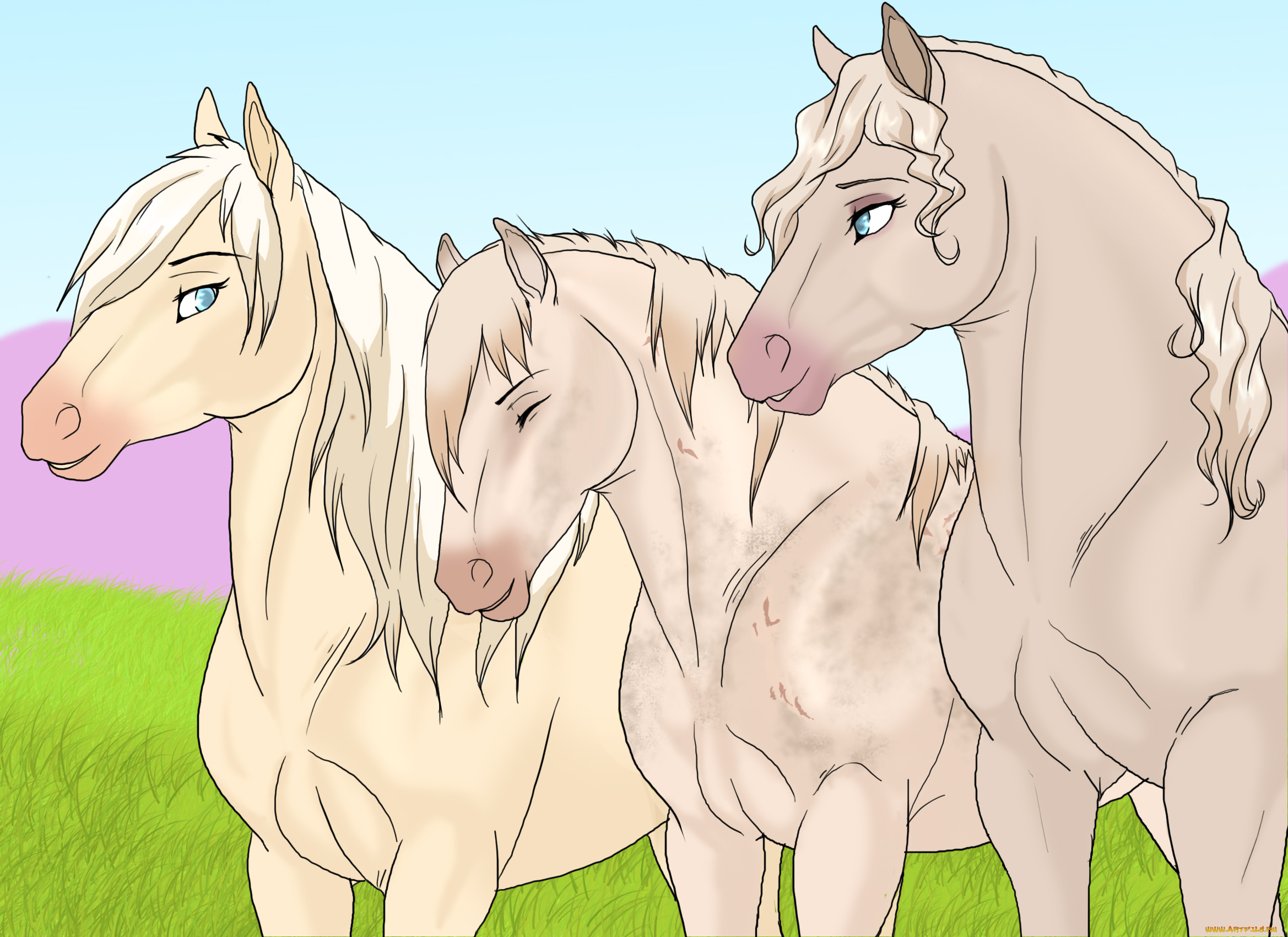 рисованное, животные, , лошади, лошади