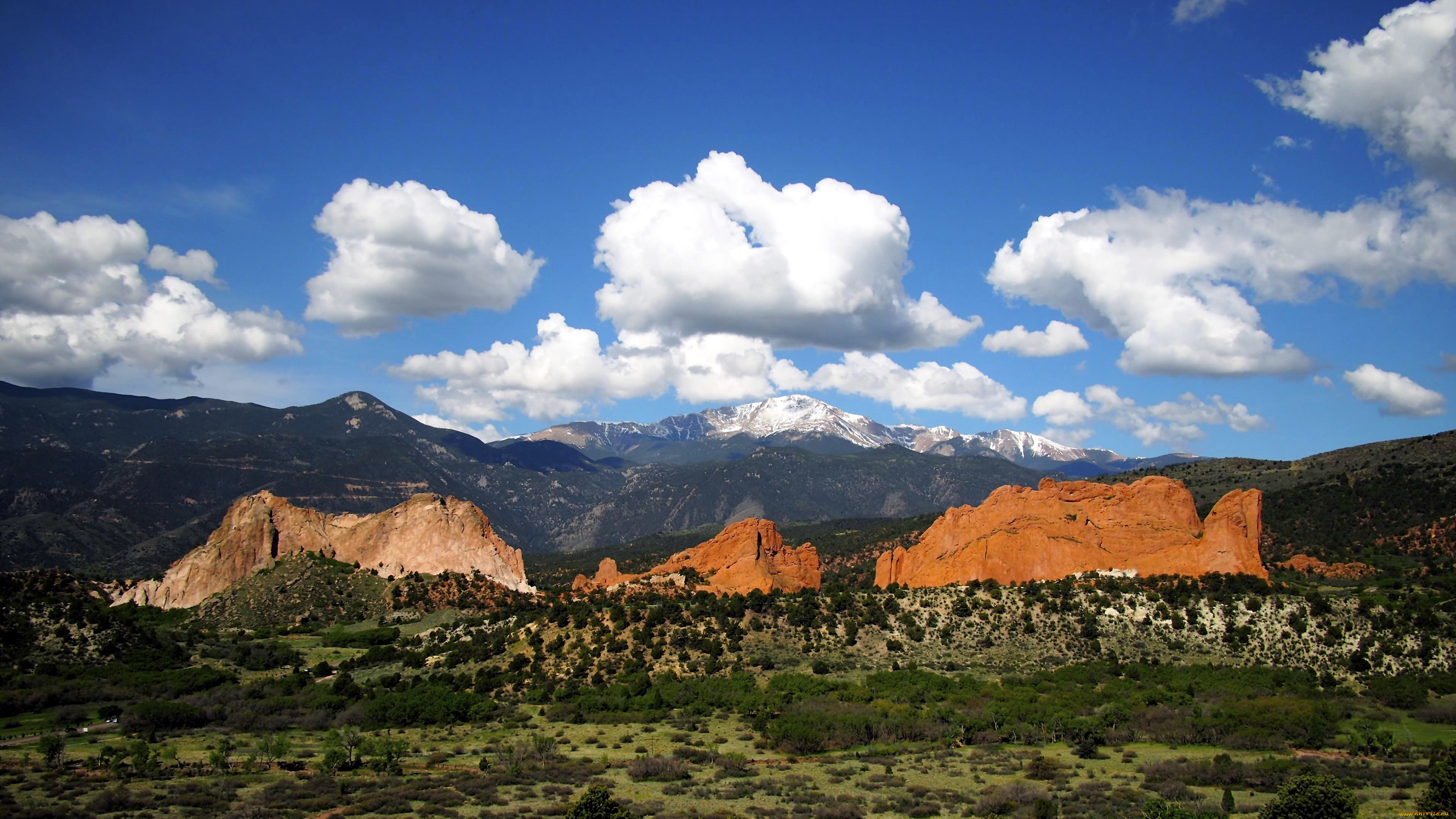 природа, горы, облака, долина