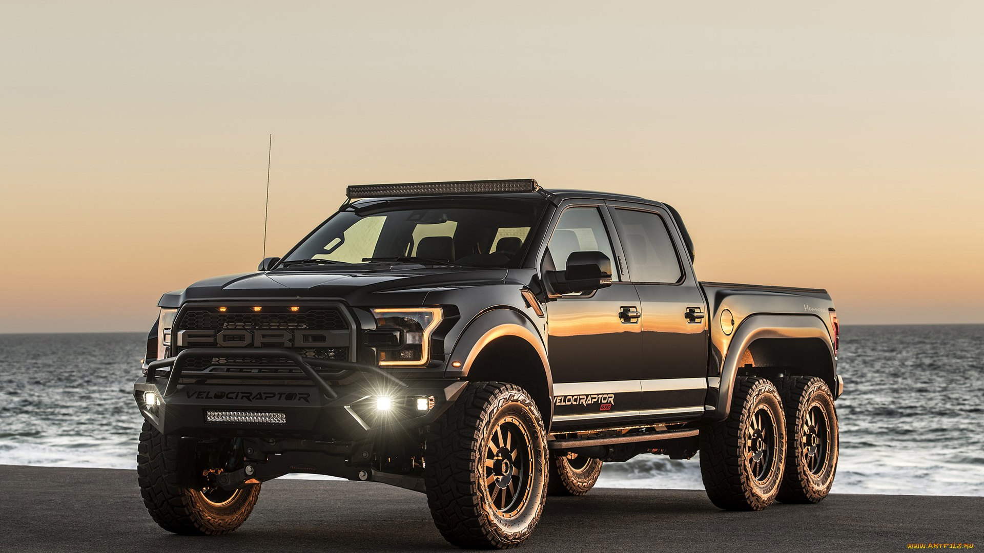 2018, ford, hennessey, velociraptor, 6x6, автомобили, ford, hennessey, velociraptor, 6x6, американские, черный, 2018, форд, пикап, побережье, внедорожник