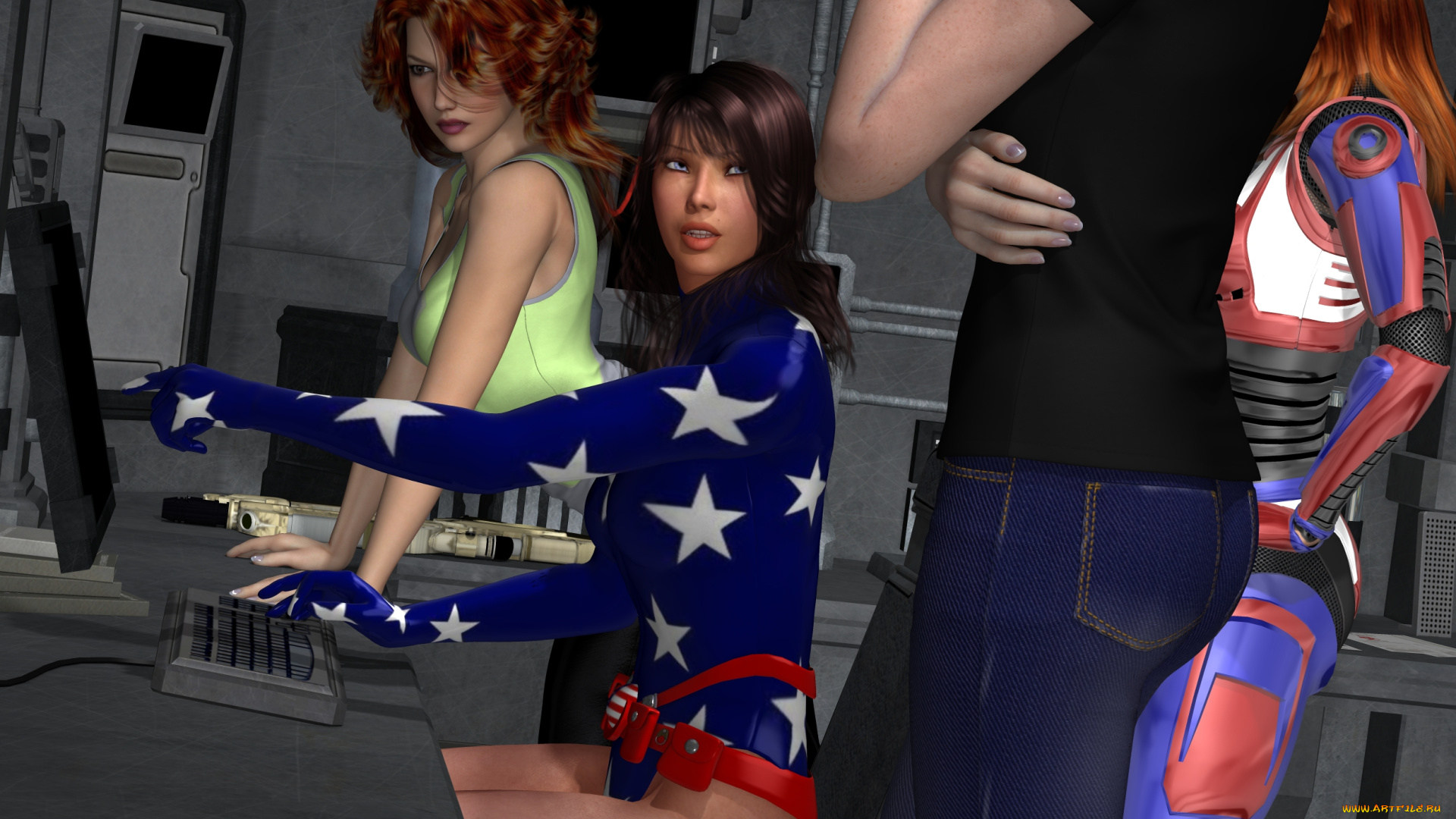 3д, графика, фантазия, , fantasy, взгляд, фон, девушки