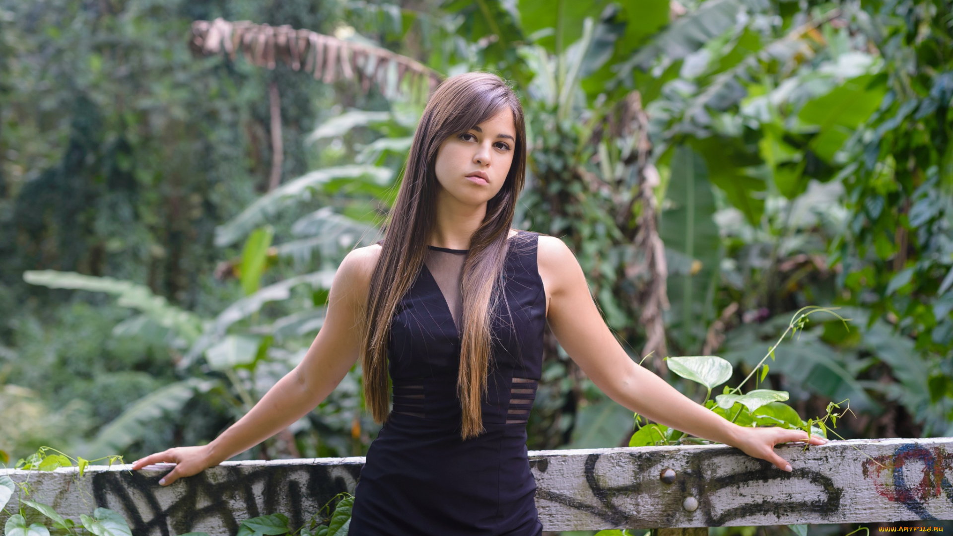 девушки, -unsort, , брюнетки, темноволосые, шатенка, платье, джунгли