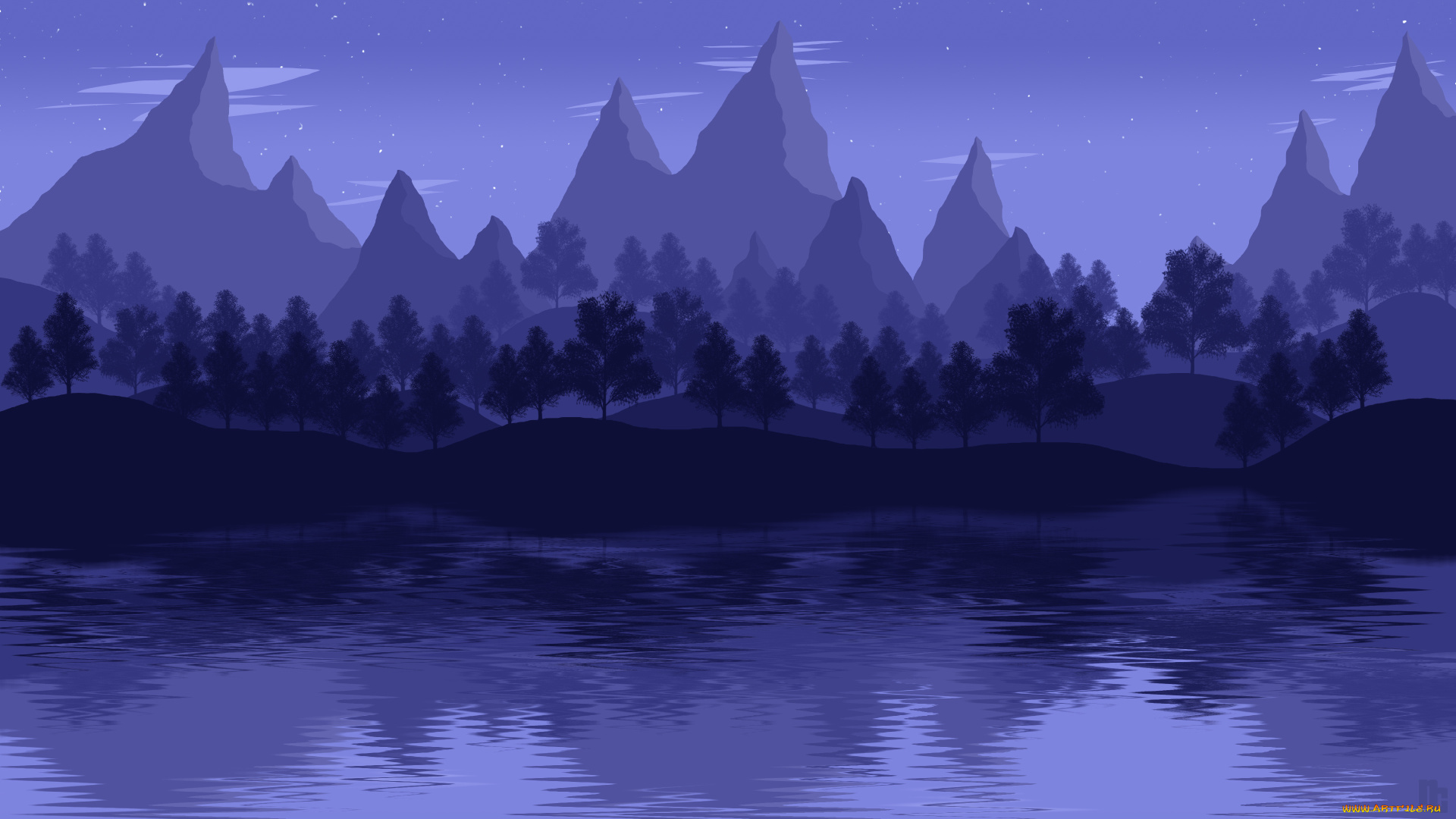 векторная, графика, природа, , nature, горы, лес