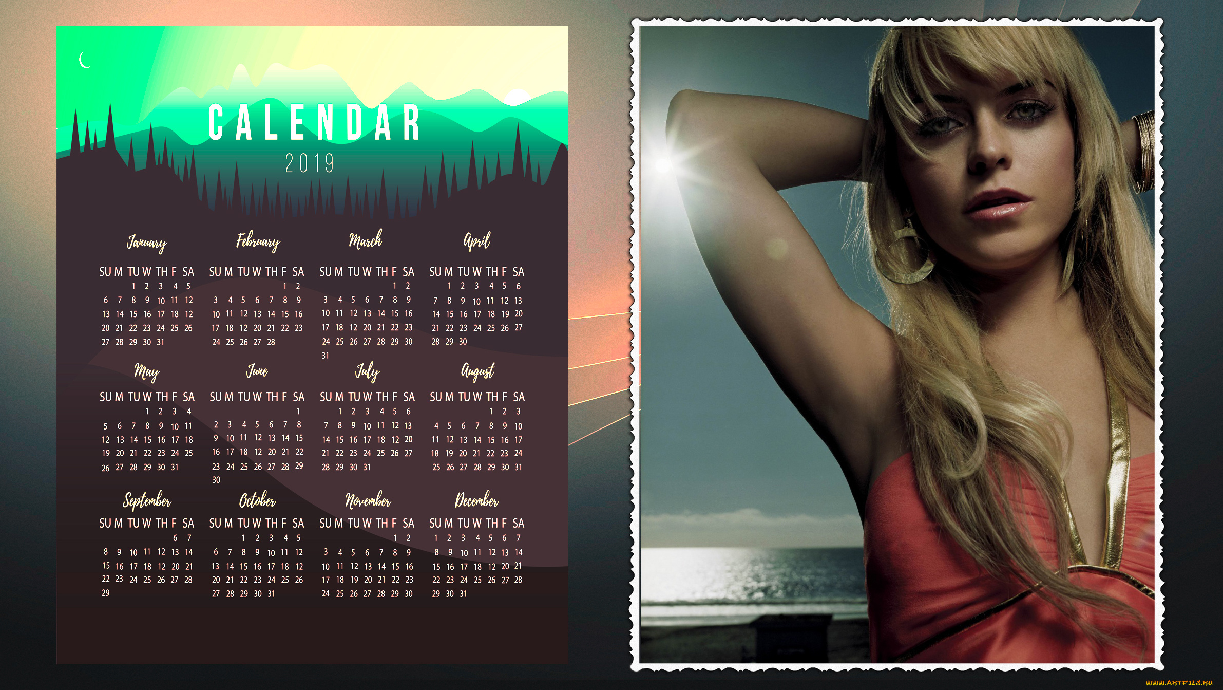календари, девушки, взгляд, женщина