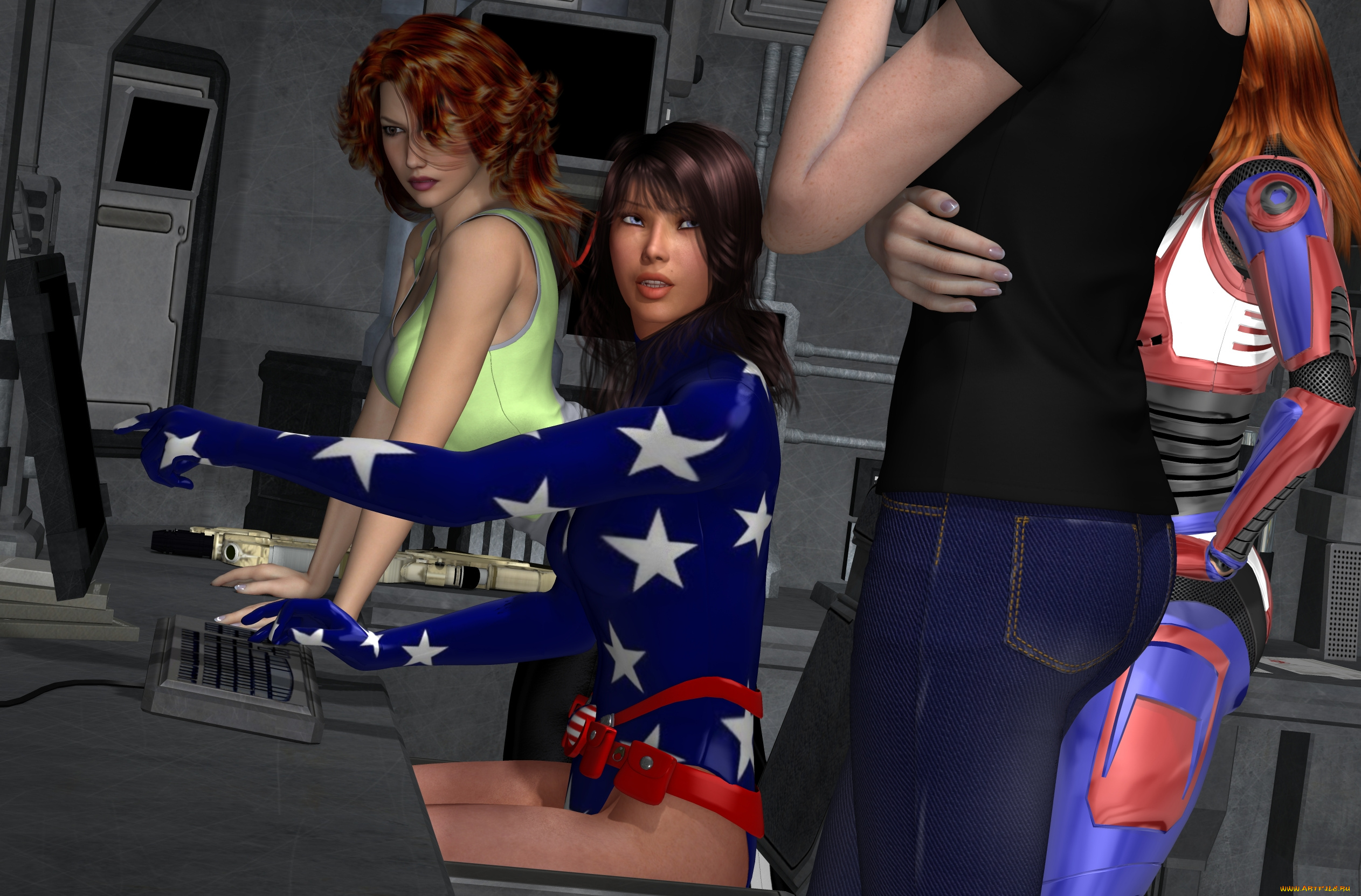 3д, графика, фантазия, , fantasy, взгляд, фон, девушки