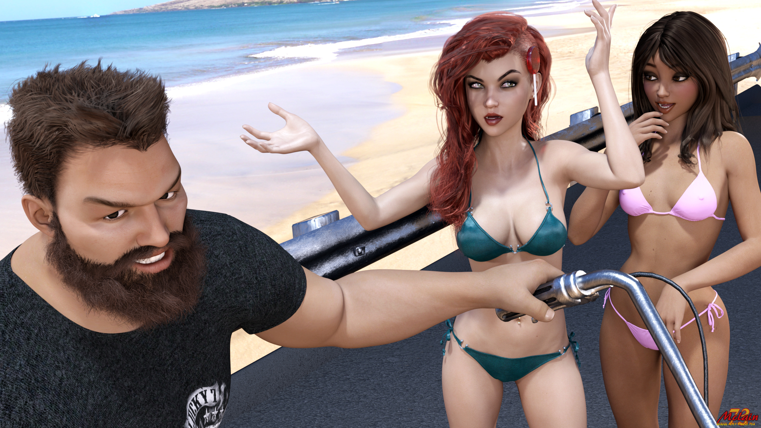 3д, графика, люди-авто, мото, , people-, car, , , moto, фон, взгляд, девушки