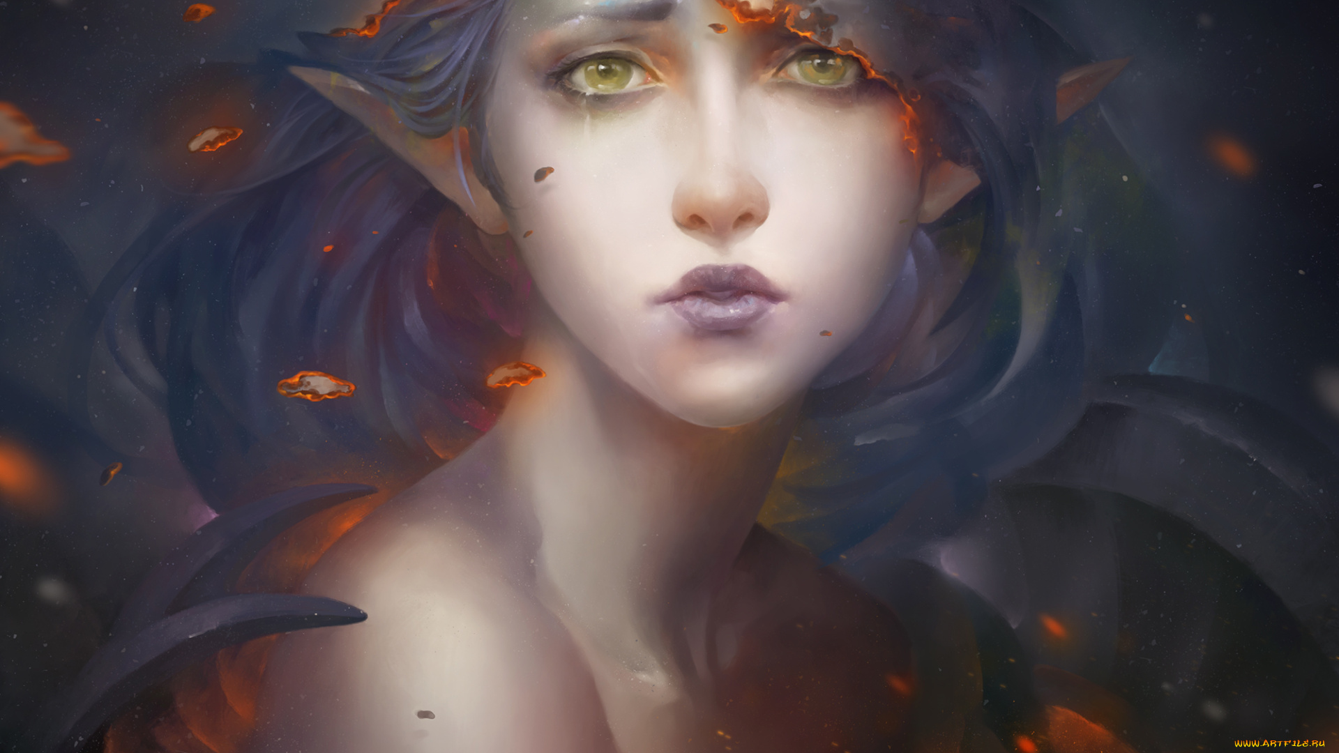 фэнтези, эльфы, взгляд, фон, девушка