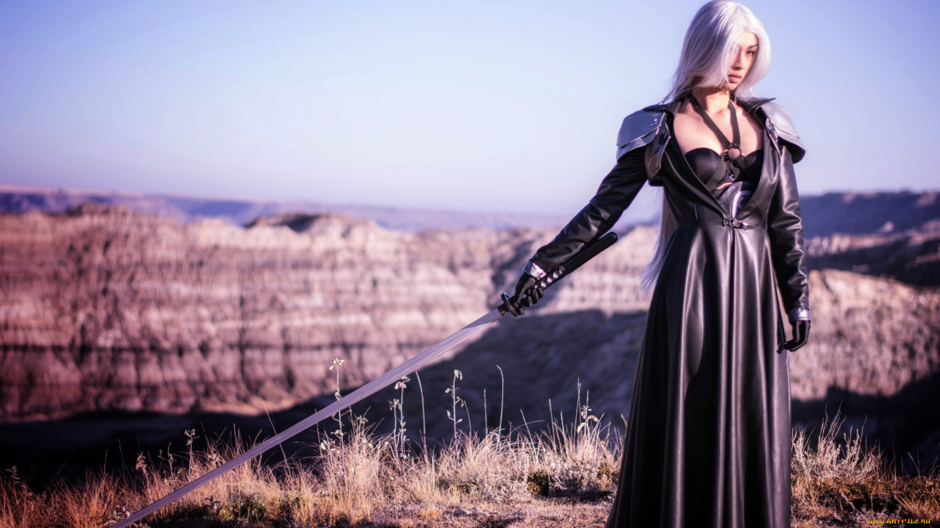 разное, cosplay, , косплей, меч, плащ, фон, девушка