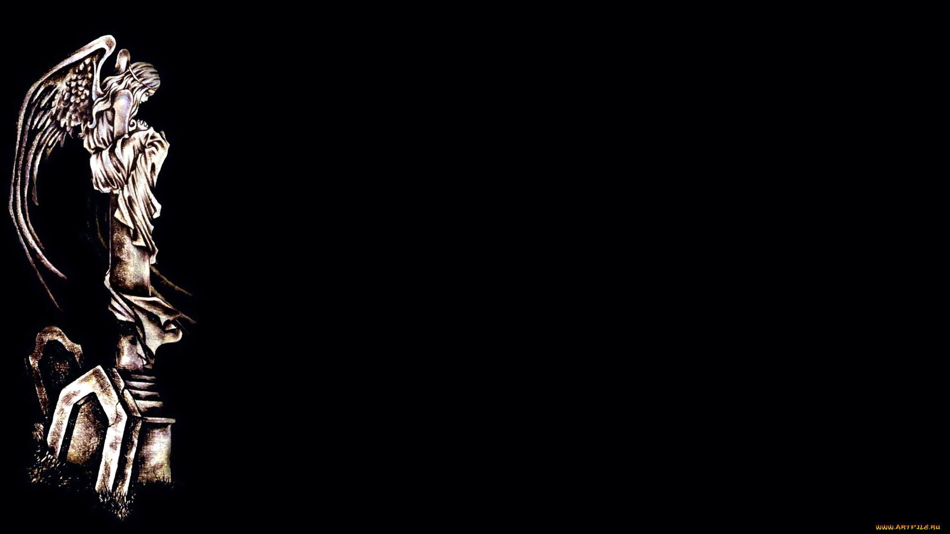 фэнтези, ангелы, ангел, кладбище, памятник