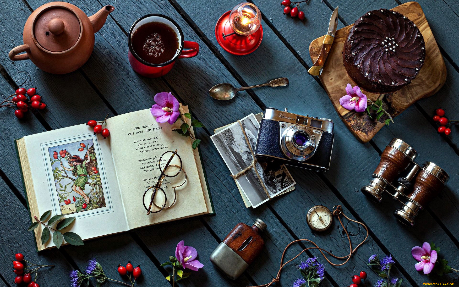 еда, натюрморт, книга, фотоаппарат, очки, кофе, пирожное