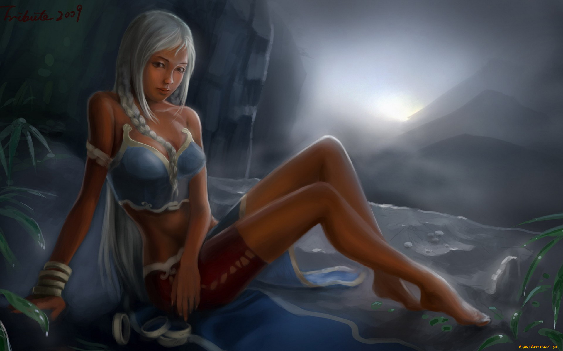 фэнтези, девушки, девушка, наряд, браслеты, скалы