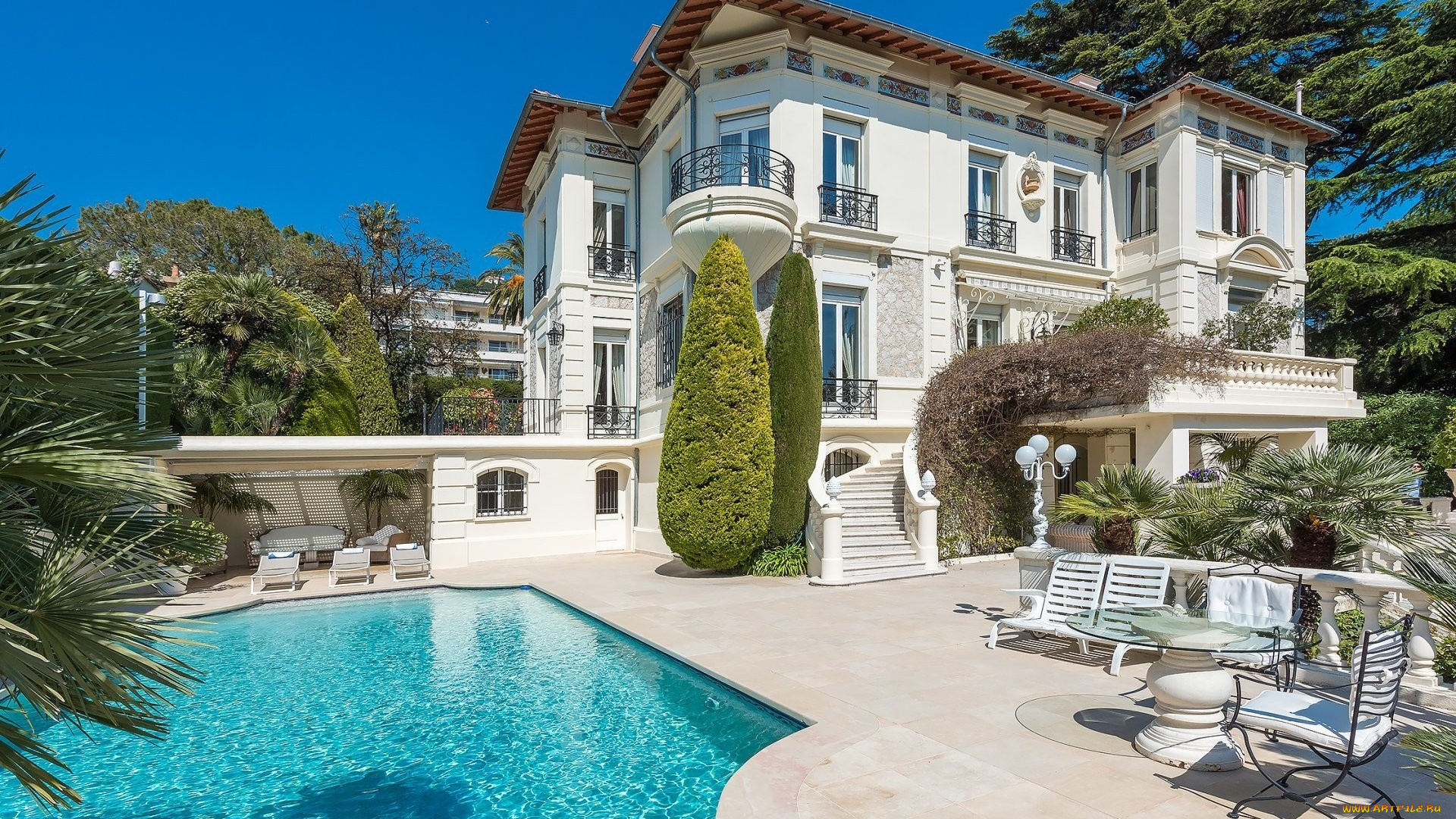города, -, здания, , дома, франция, вилла, бассейн, архитектура, особняк, терраса, cannes