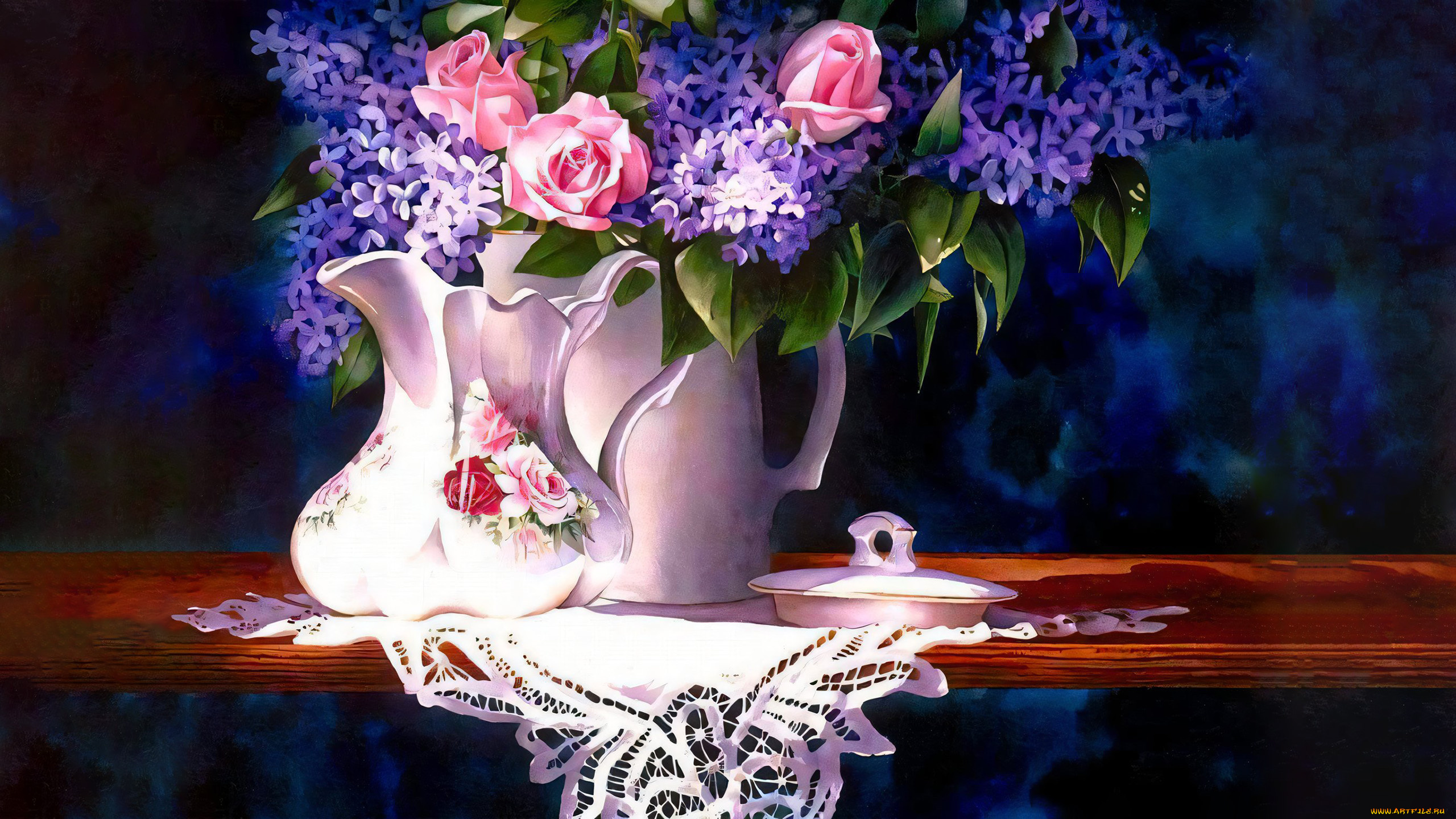 295660, рисованное, цветы, ваза