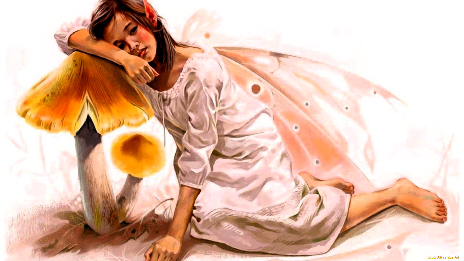 фэнтези, феи, девочка, фея, платье, крылья, грибы