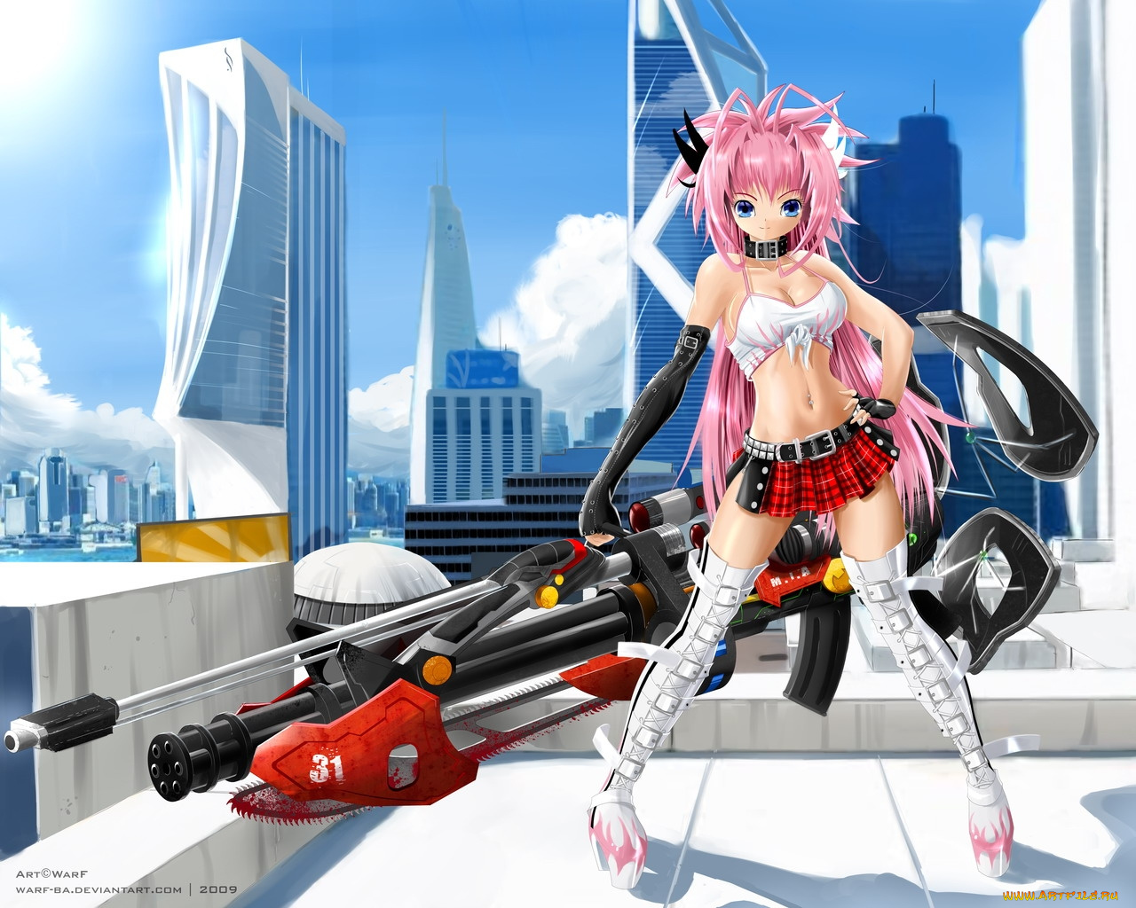 аниме, weapon, blood, technology