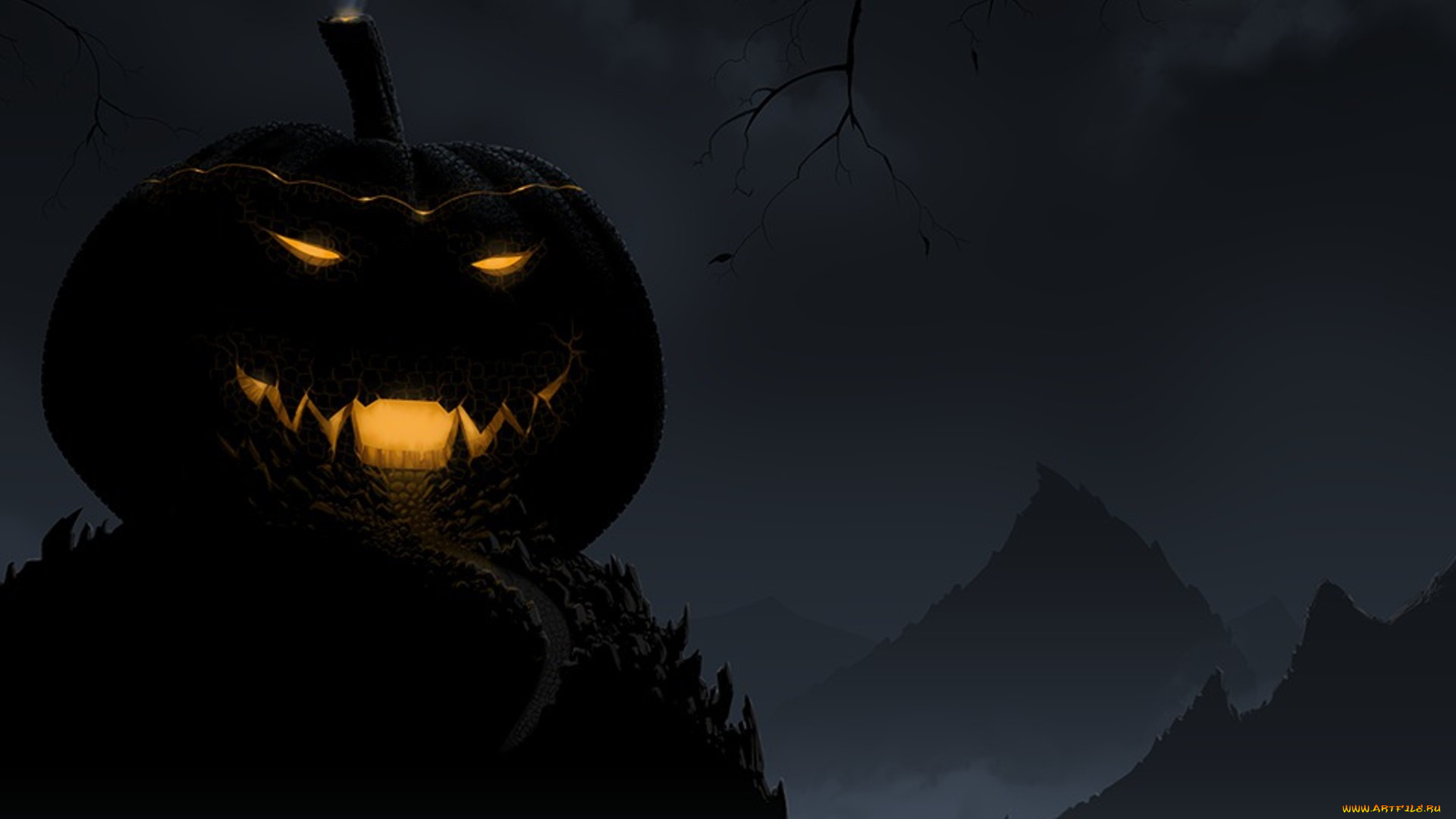 праздничные, хэллоуин, гора, большая, тыква