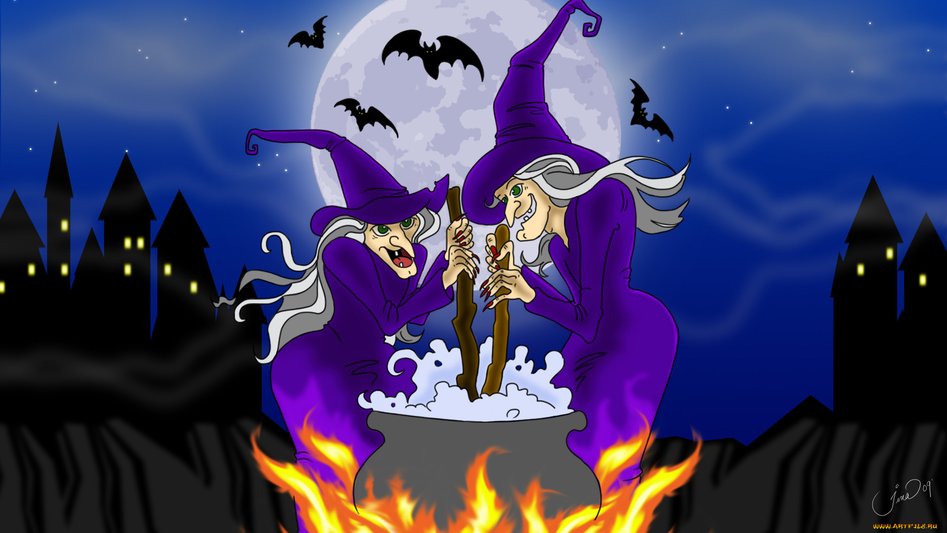 праздничные, хэллоуин, праздник, зелье, огонь, старые, ведьмы