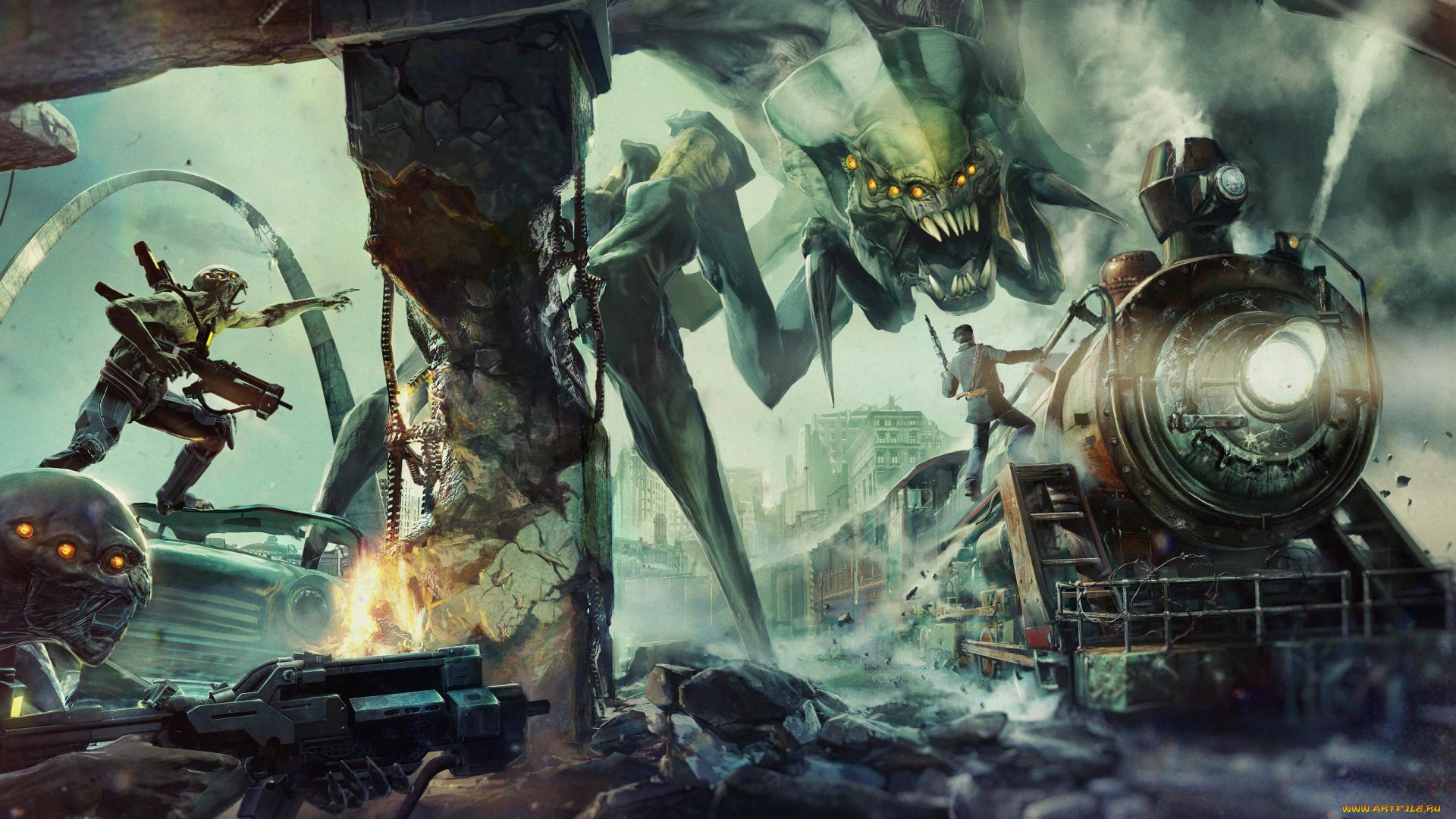 resistance, видео, игры, поезд, монстры