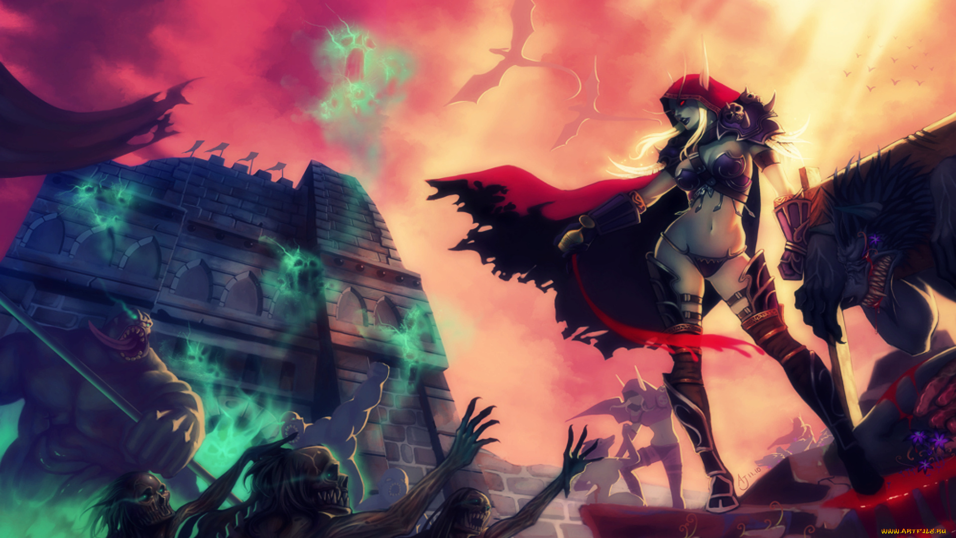 world, of, warcraft, видео, игры, эльфийка, нежить