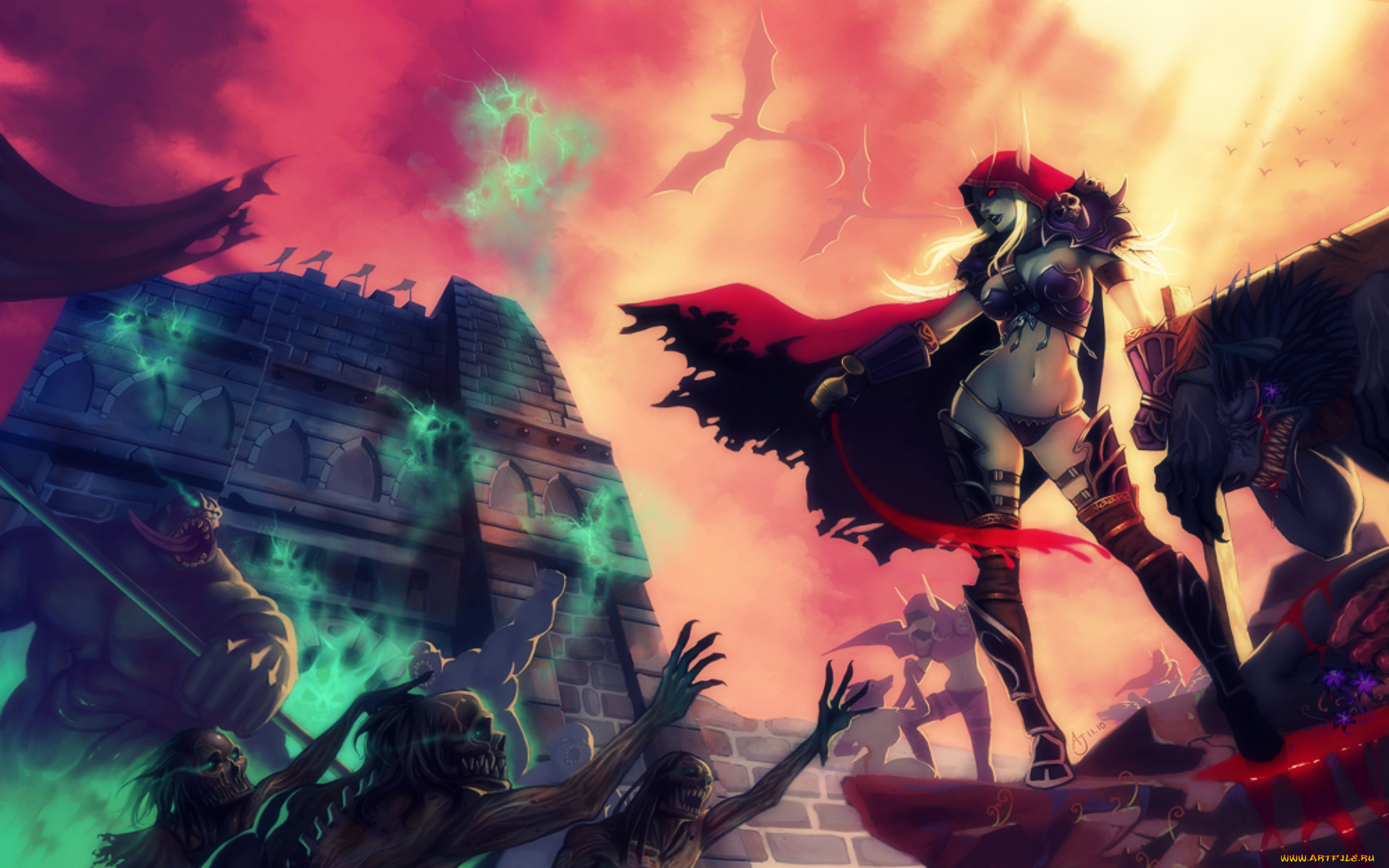 world, of, warcraft, видео, игры, эльфийка, нежить