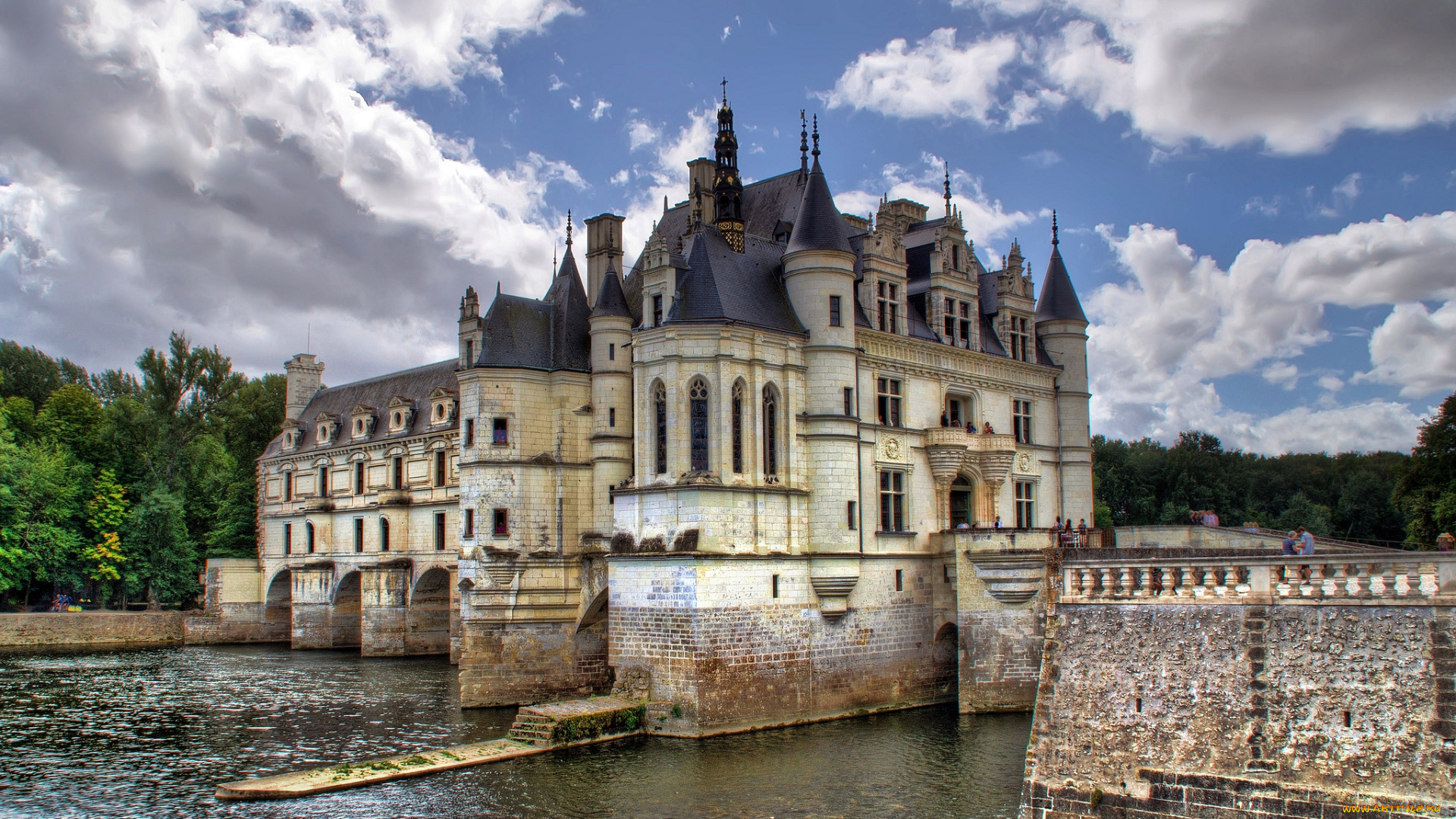 города, замки, луары, франция, каменный, вода