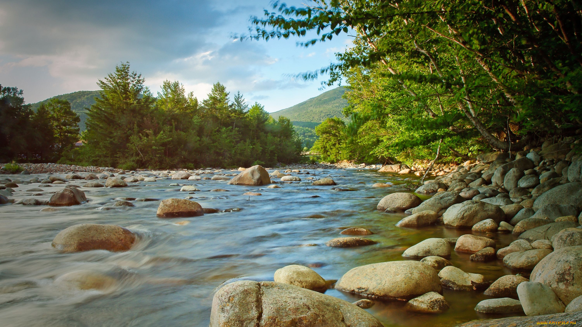 природа, реки, озера, камни, деревья, река