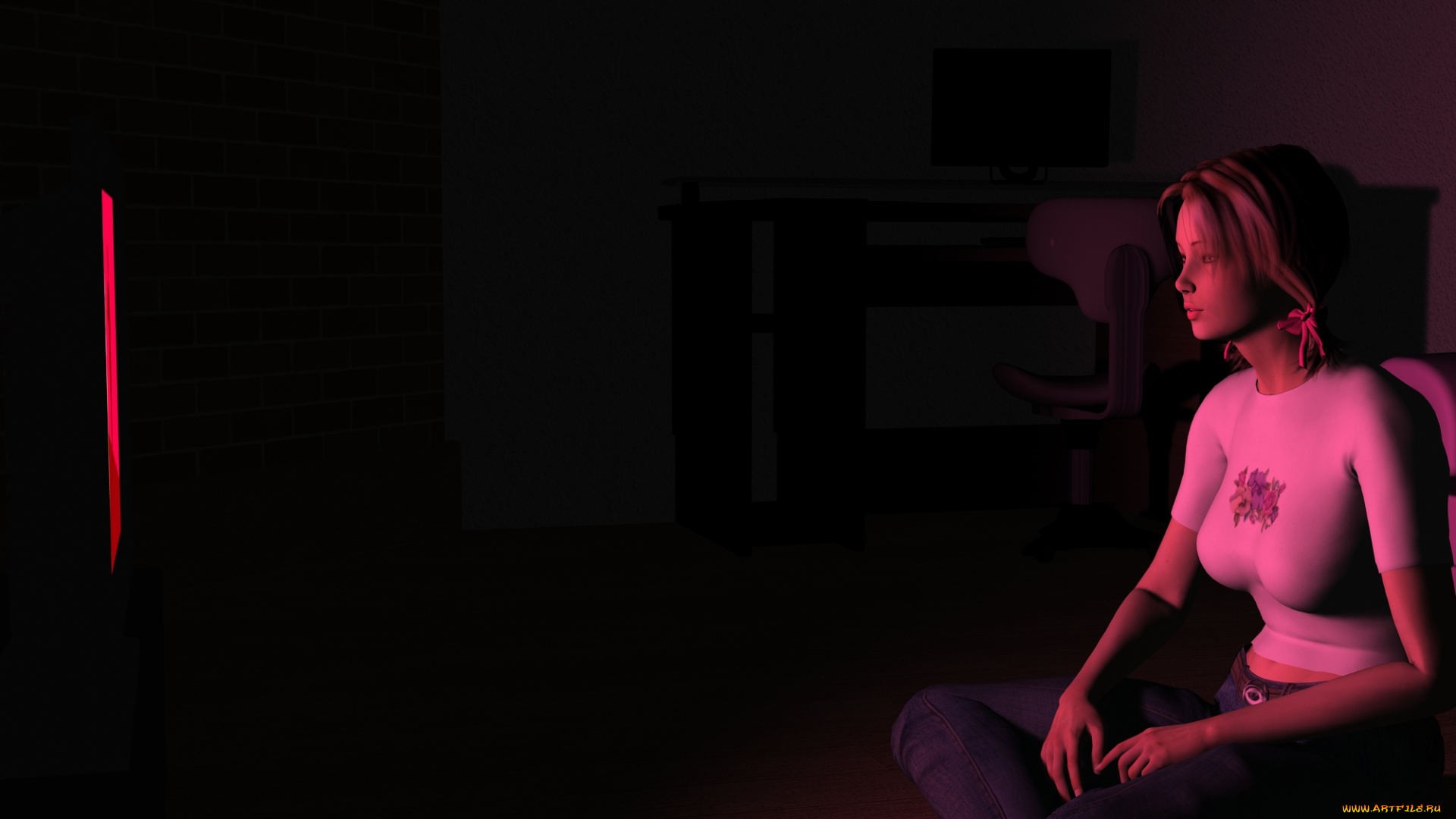 3д, графика, people, люди, компютер, девушка