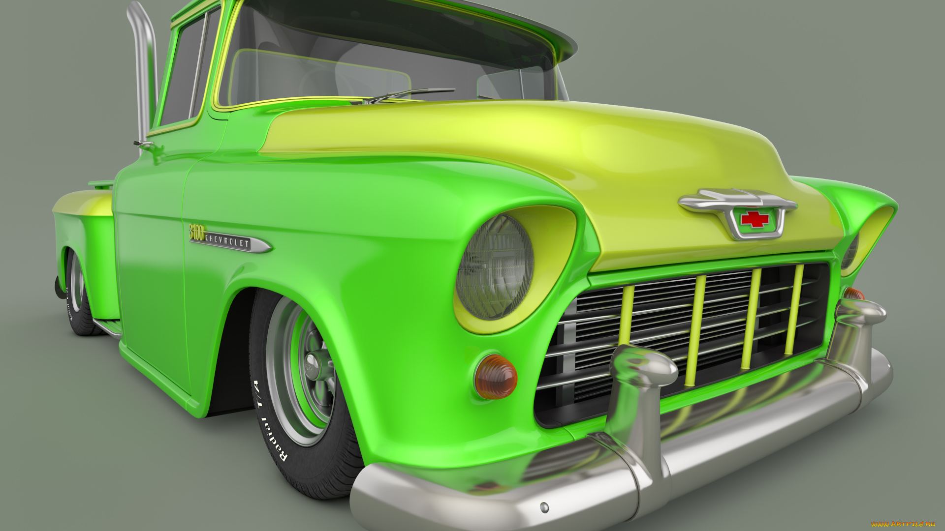 автомобили, 3д, chevrolet, 1955