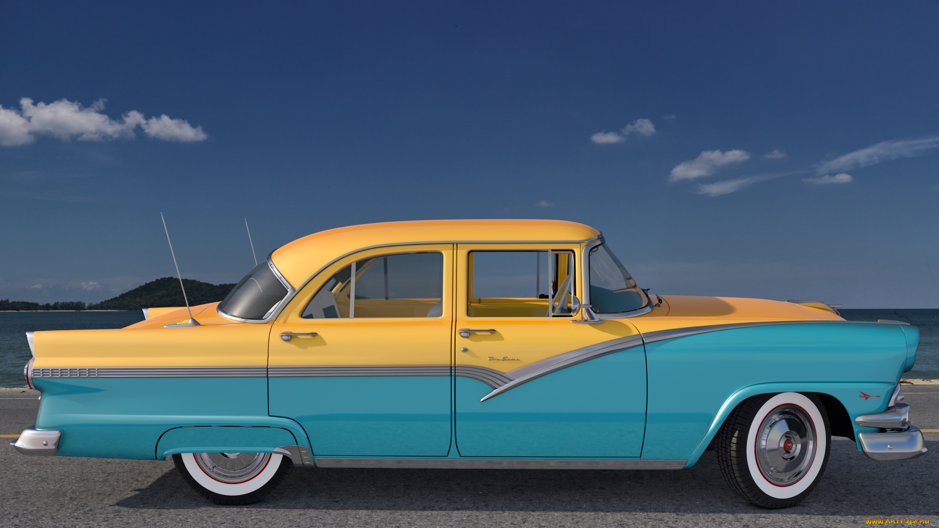 автомобили, 3д, ford, 1956