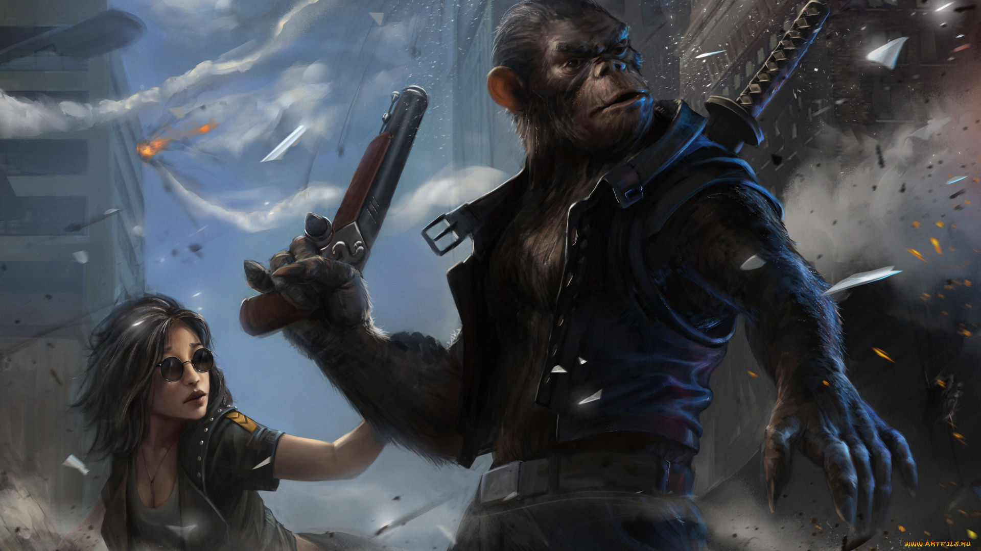 фэнтези, существа, очки, оружие