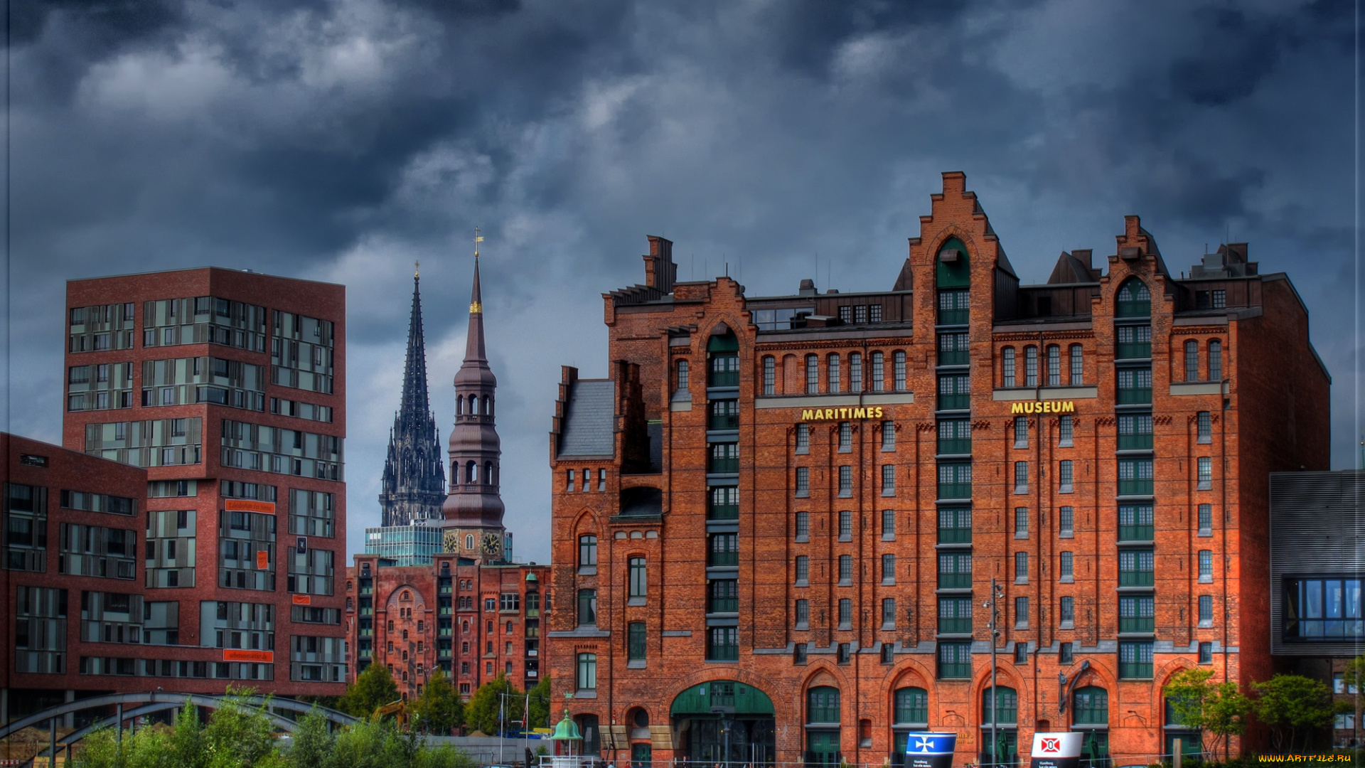 internationales, maritimes, museum, hamburg, города, улицы, площади, набережные, мост, улица, шпили, здания, город