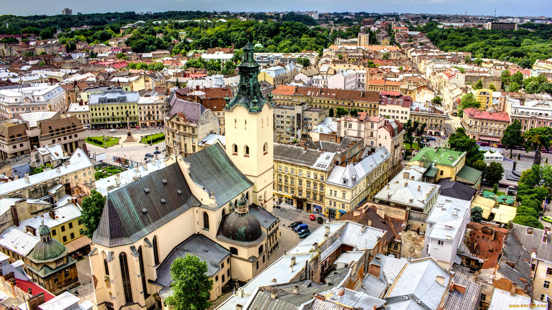 lviv, ukraine, города, панорамы, украина, львов, здания, латинский, кафедральный, собор