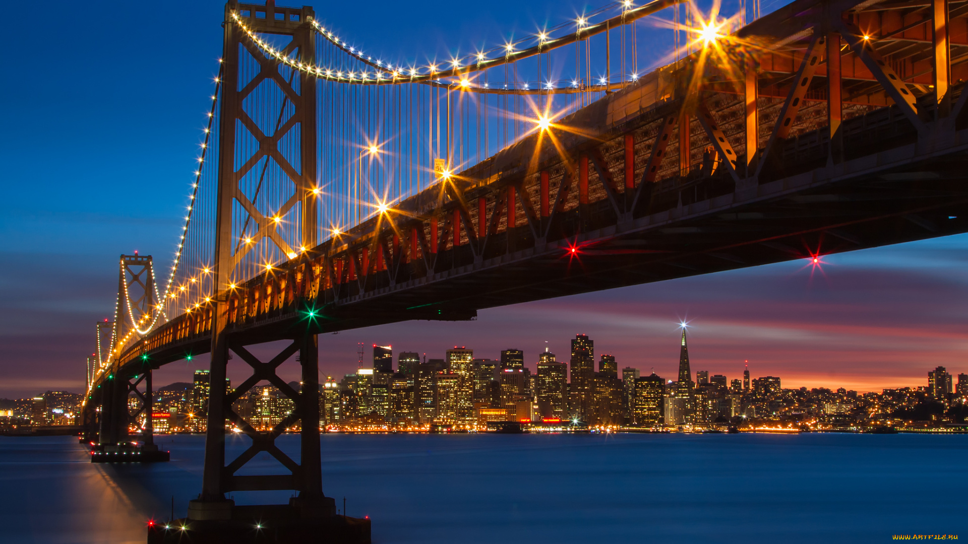 san, francisco, oakland, bay, bridge, california, города, сан, франциско, сша, мост, залив, сан-франциско, ночной, город, калифорния, огни