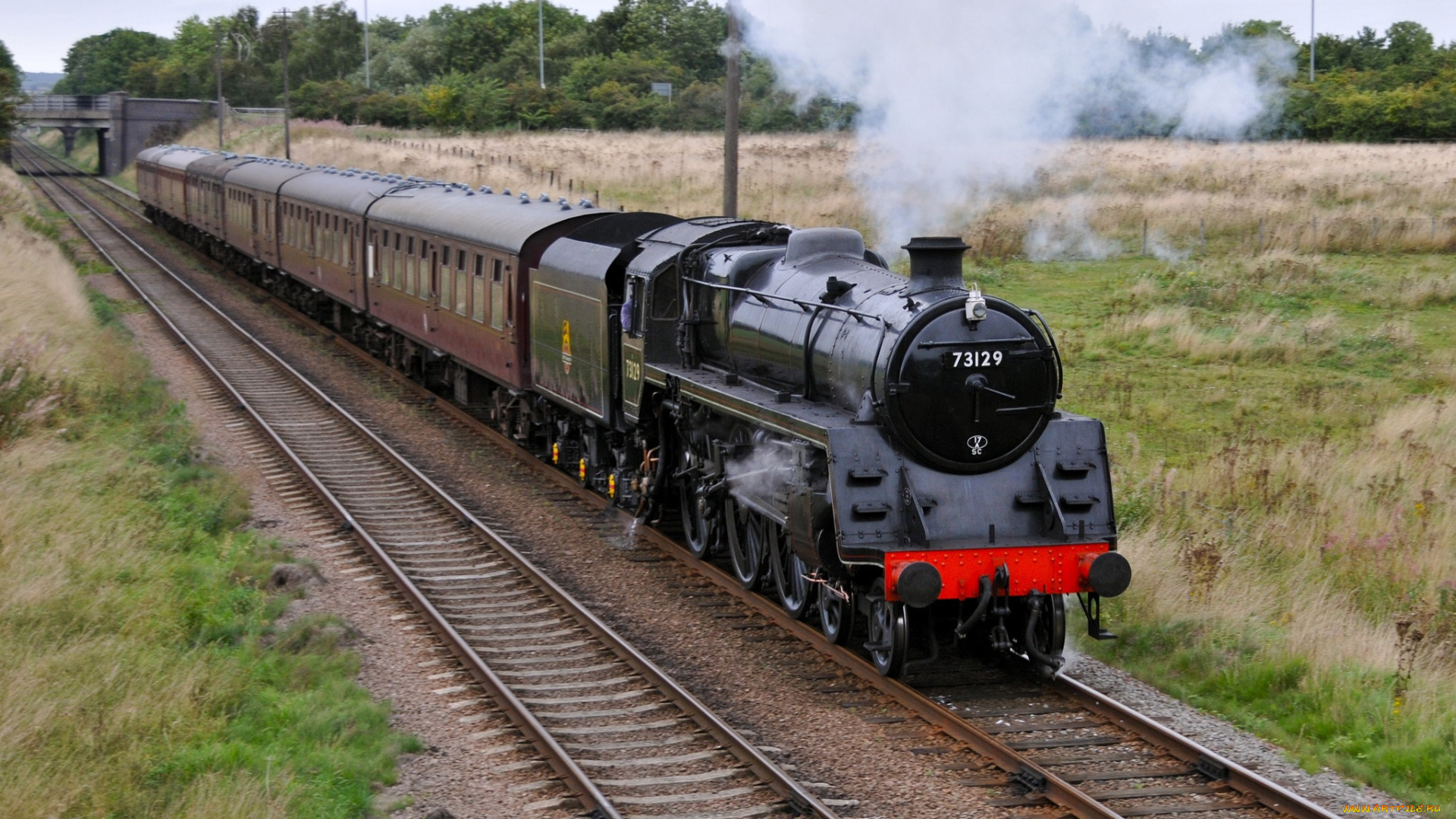 техника, паровозы, железная, дорога, рельсы, паровоз, вагоны