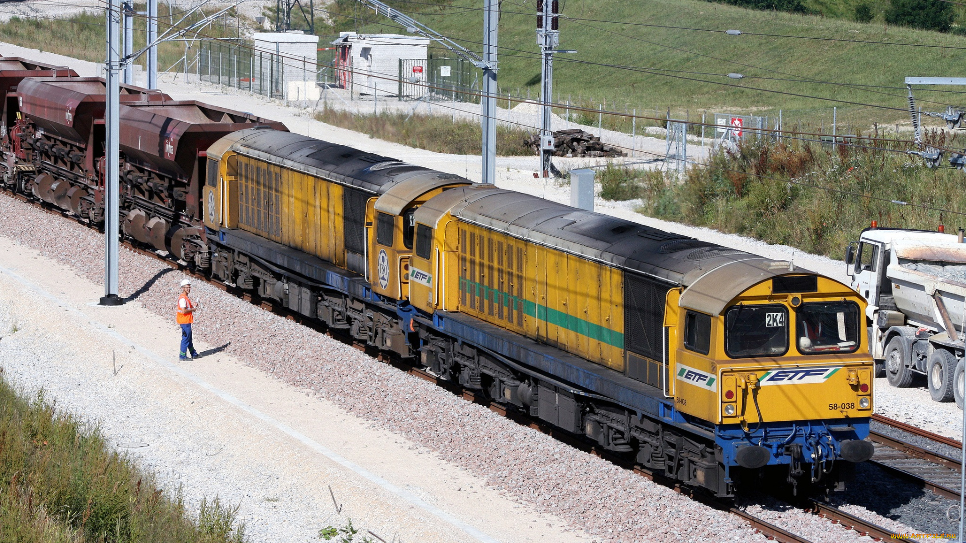 техника, поезда, состав, вагоны, локомотив, рельсы, железная, дорога