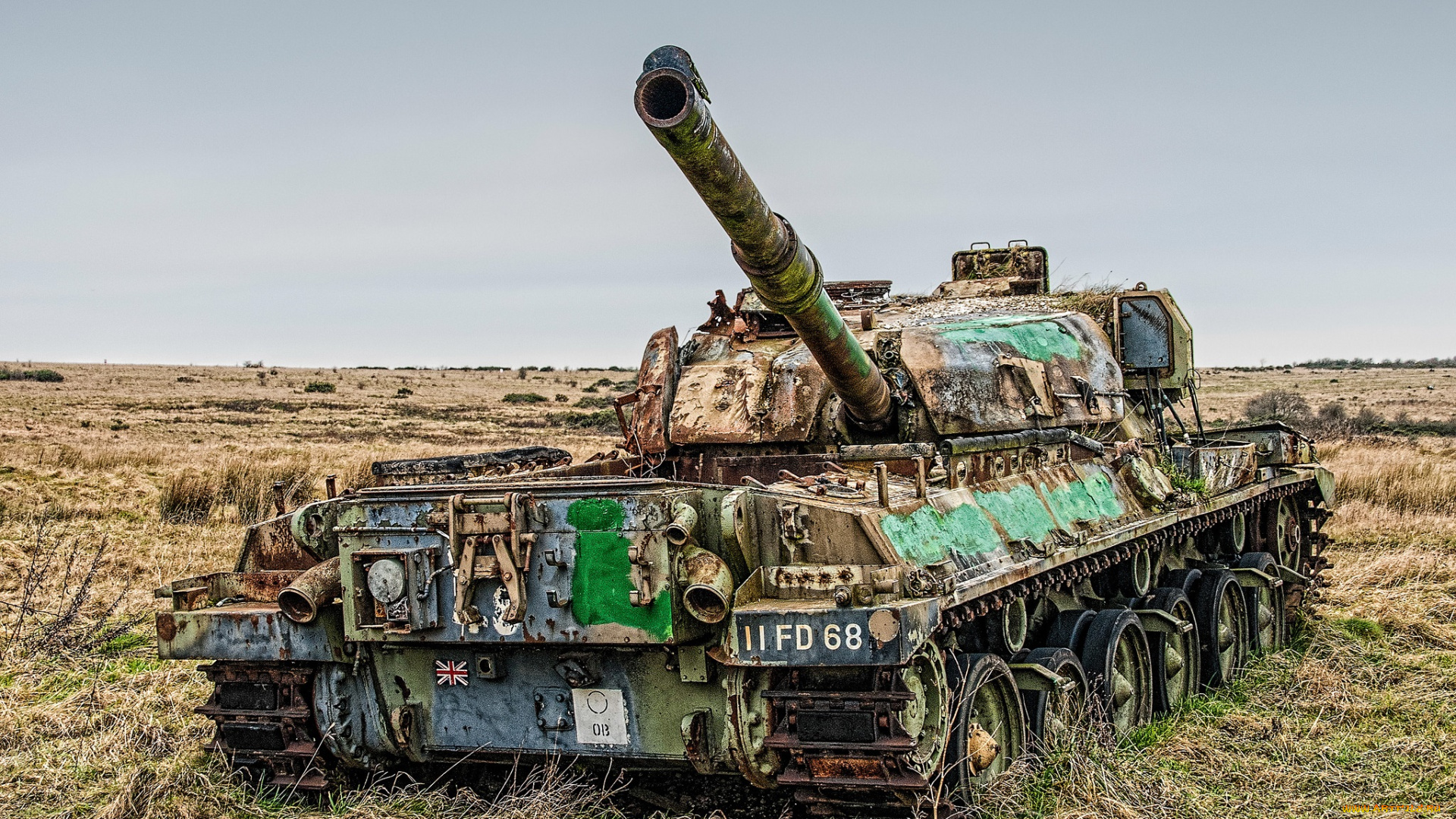 техника, военная, подбитый, танк, поле