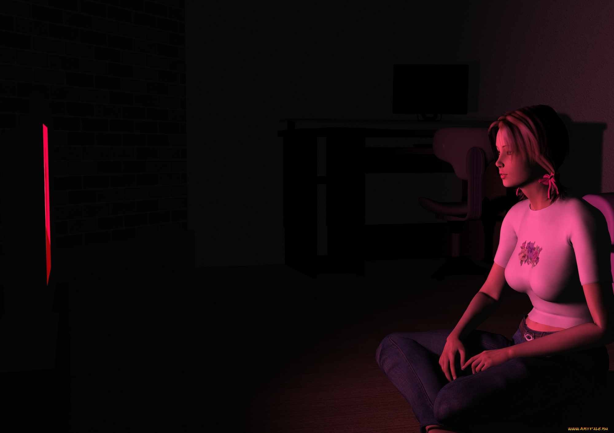 3д, графика, people, люди, компютер, девушка