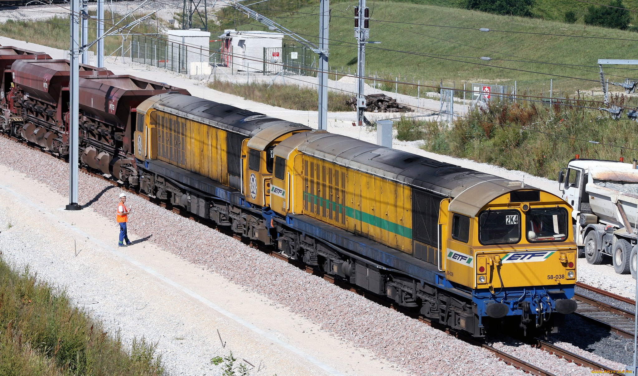 техника, поезда, состав, вагоны, локомотив, рельсы, железная, дорога