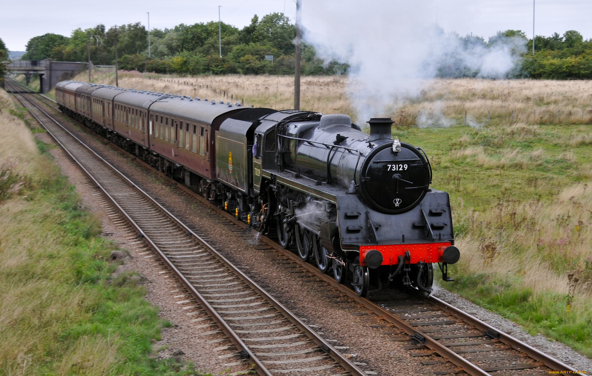 техника, паровозы, железная, дорога, рельсы, паровоз, вагоны