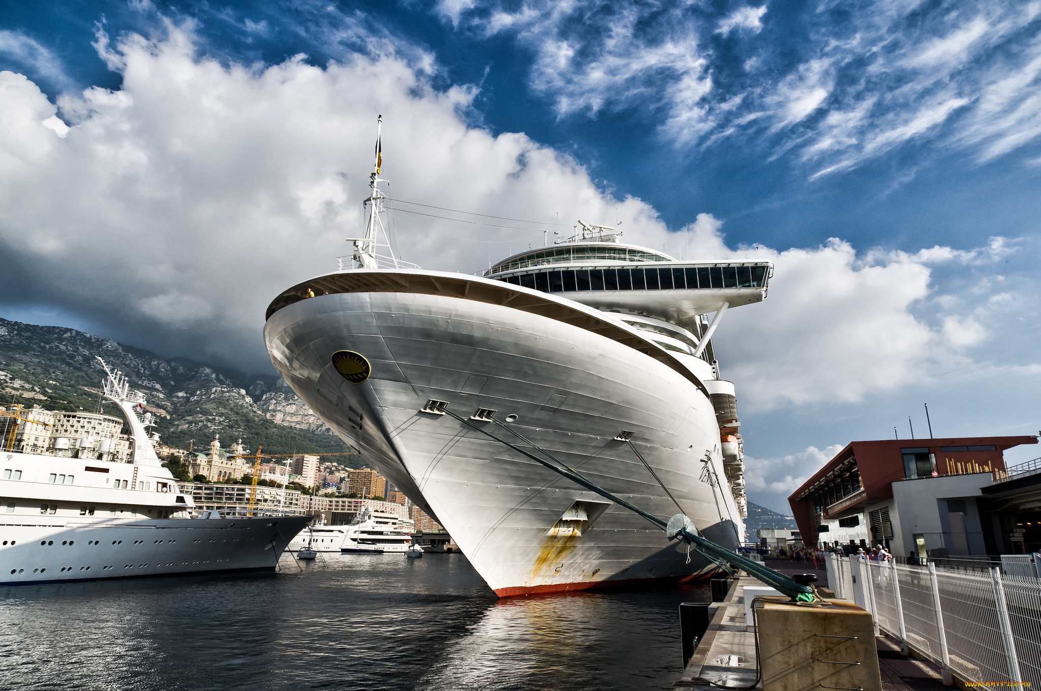 корабли, порты, причалы, порт, причал, швартовы, лайнер